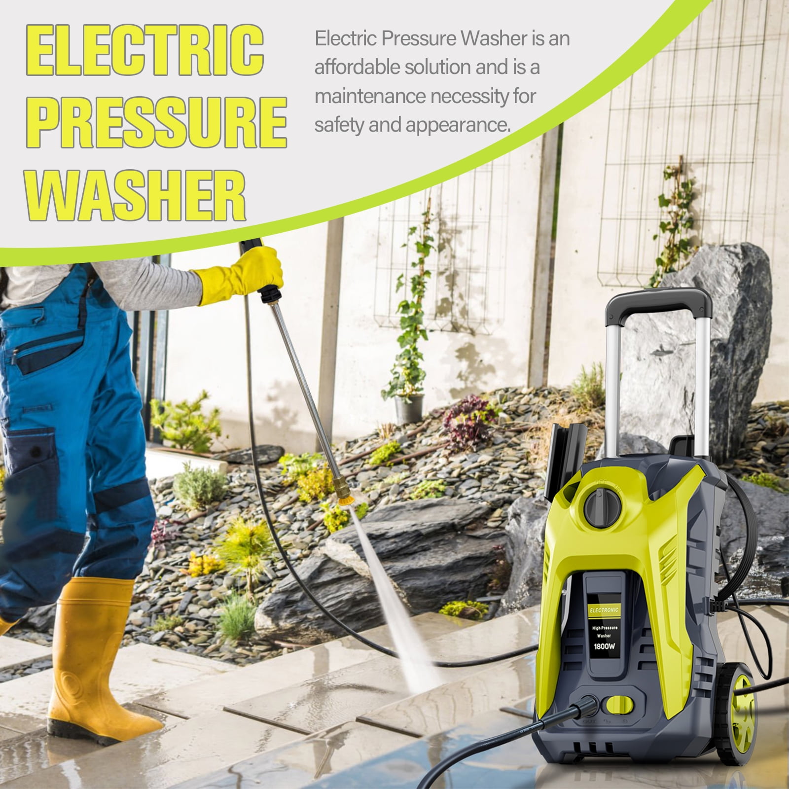 HONDMIN 4200 PSI Electric Pressure Washer, High-Pressure Jet Cleaner with Foam Cannon and 25 ft Hose (4200 PSI, 2 GPM) lky1f