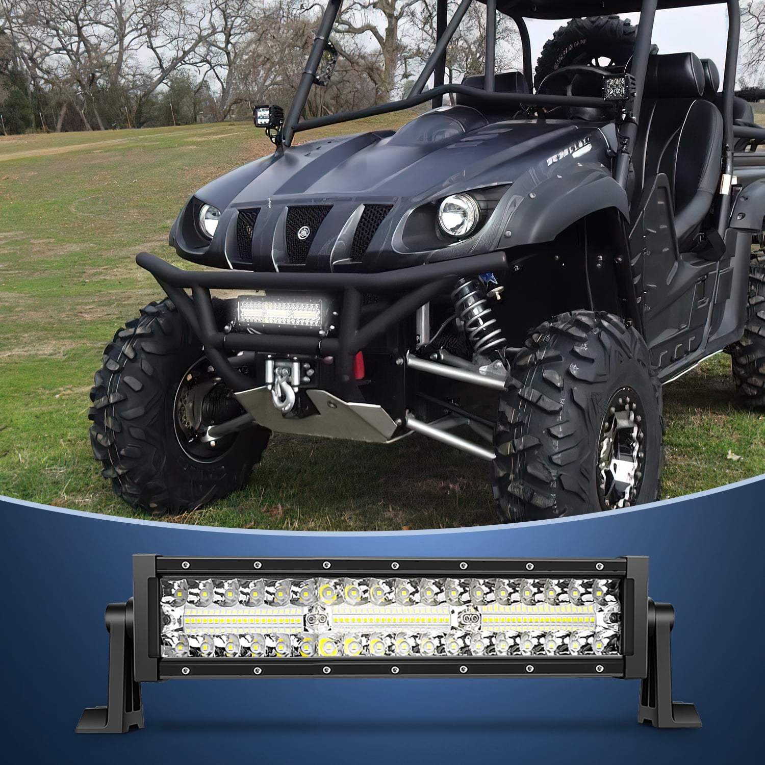 Nilight 13.5 Inch LED Light Bar, Triple Row Spot Flood Combo, Offroad Driving Fog Work Light (Black, 13.5 in) ip49n