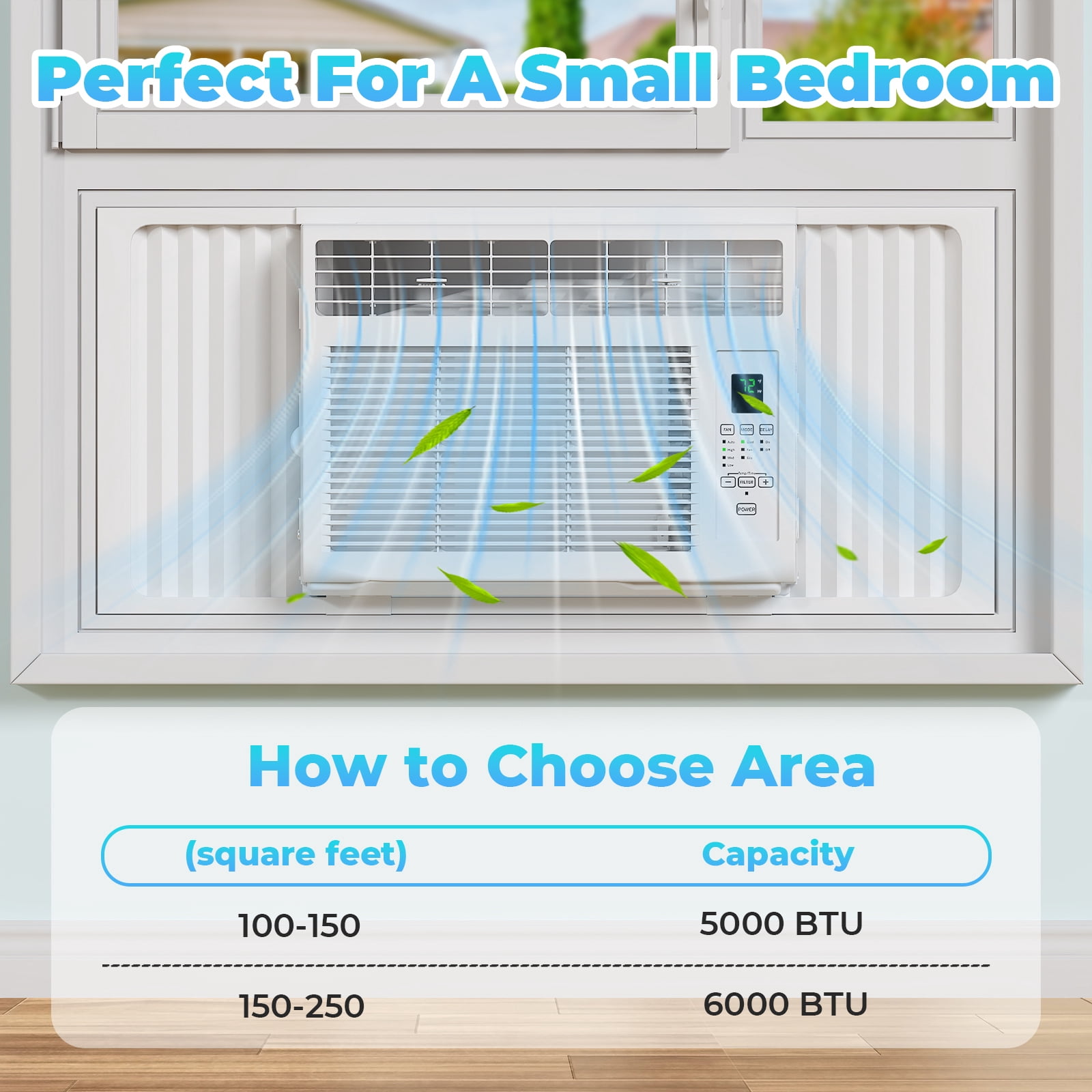 Ktaxon 6000 BTU Window Air Conditioner, 3-in-1 Cooling Fan and Dehumidifier with Remote Control (White, 250 Sq. Ft. Coverage) a28tg
