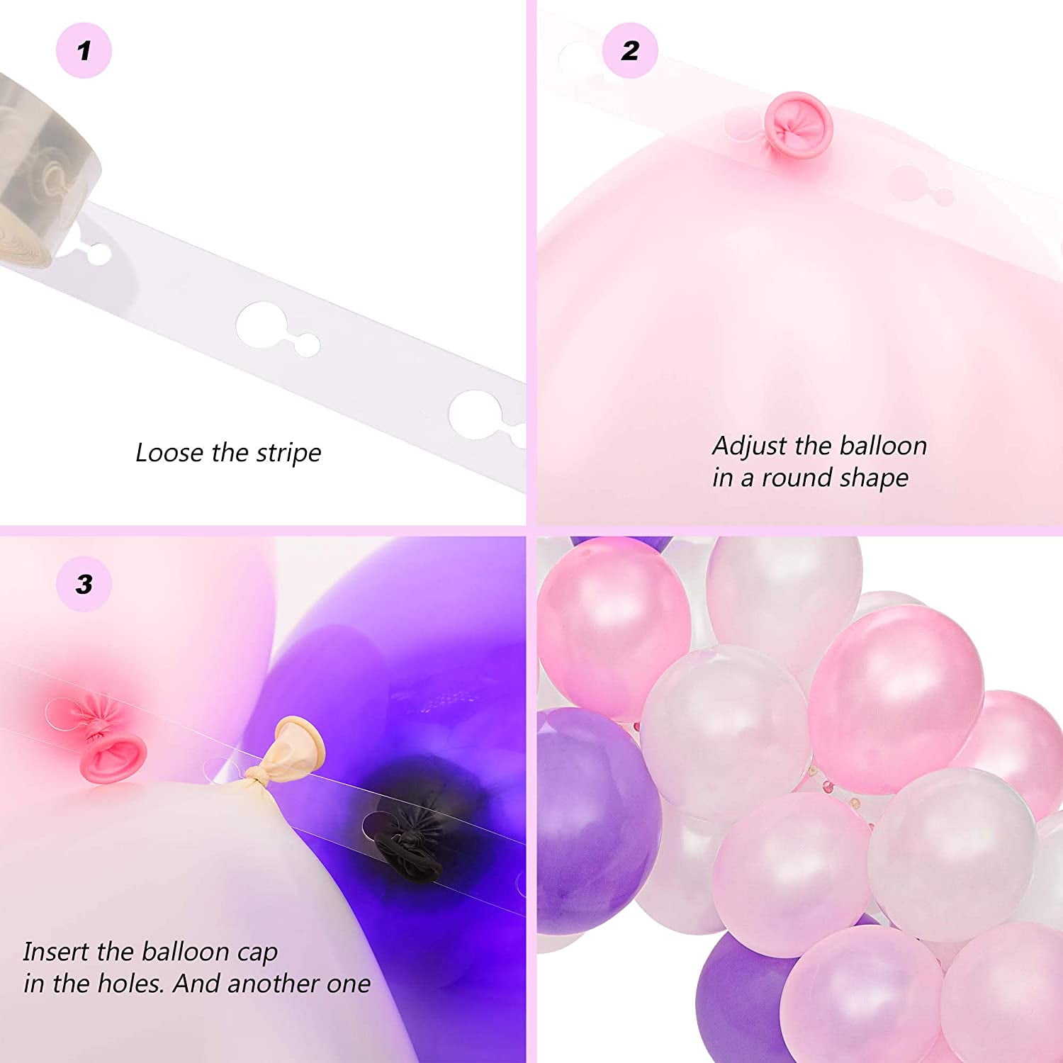 IRION Balloon Arch Garland Kit for Party Decorations (Pink, White, Purple, 115 Pieces) b8x90
