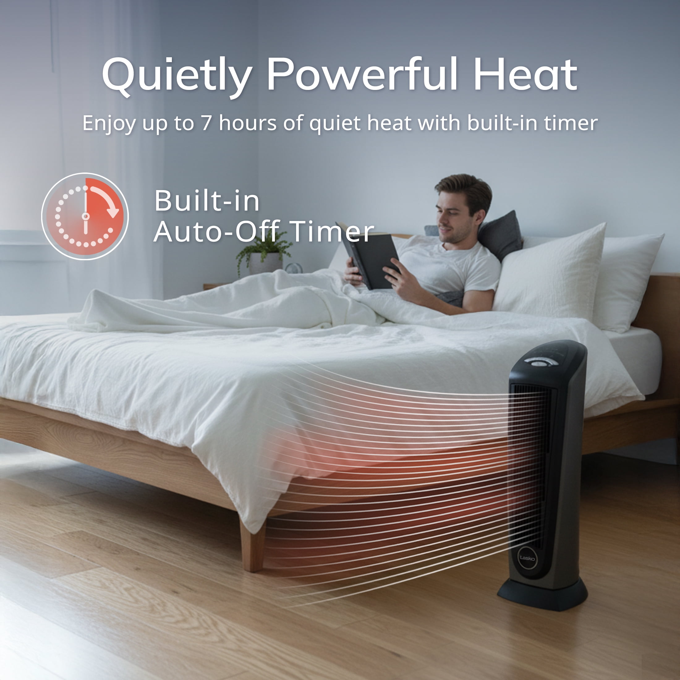 Lasko 23 in Oscillating Ceramic Electric Tower Space Heater with Remote Control (Black, 1500W) bmy9w