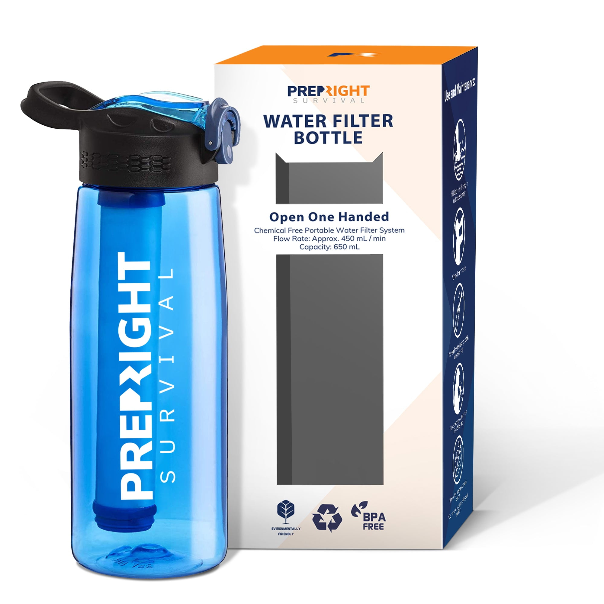 Prep-Right Survival 4-Stage Water Filtration System (Black, 22 oz) jkyyj