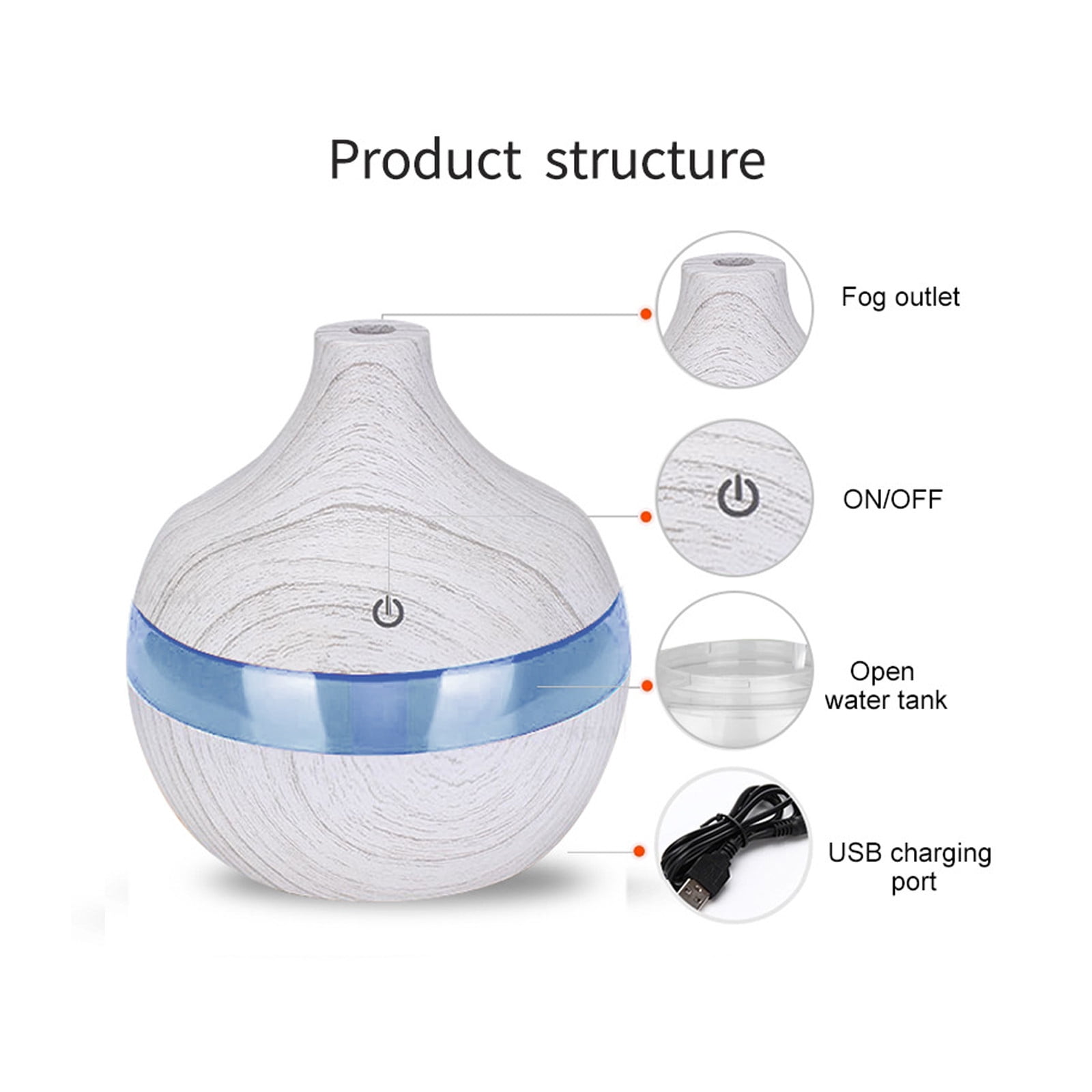 YiFudd Aromatherapy Essential Oil Diffuser Ultrasonic Humidifier for Large Rooms (White, 16.9 fl oz) 34z8e