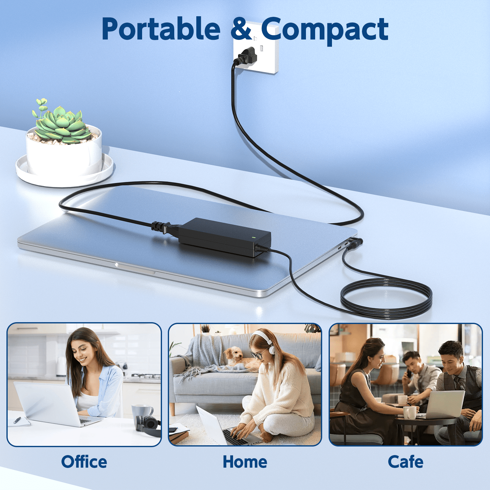 HFLRZZ 65W Universal Laptop Charger Power Adapter for Dell HP Asus Acer Lenovo (15 Connector Tips) zkf3g