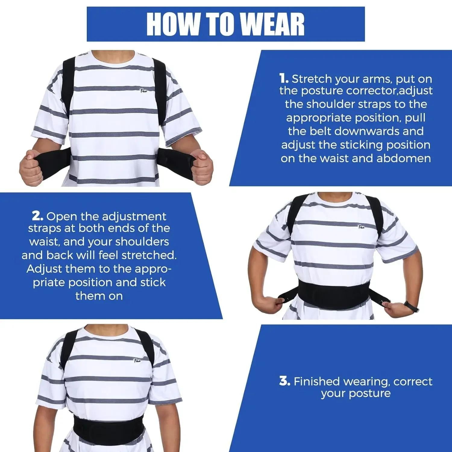 FIXPARTS Posture Corrector Back Brace for Men and Women, Adjustable Breathable Mesh Support (Black, Medium) pvnq0