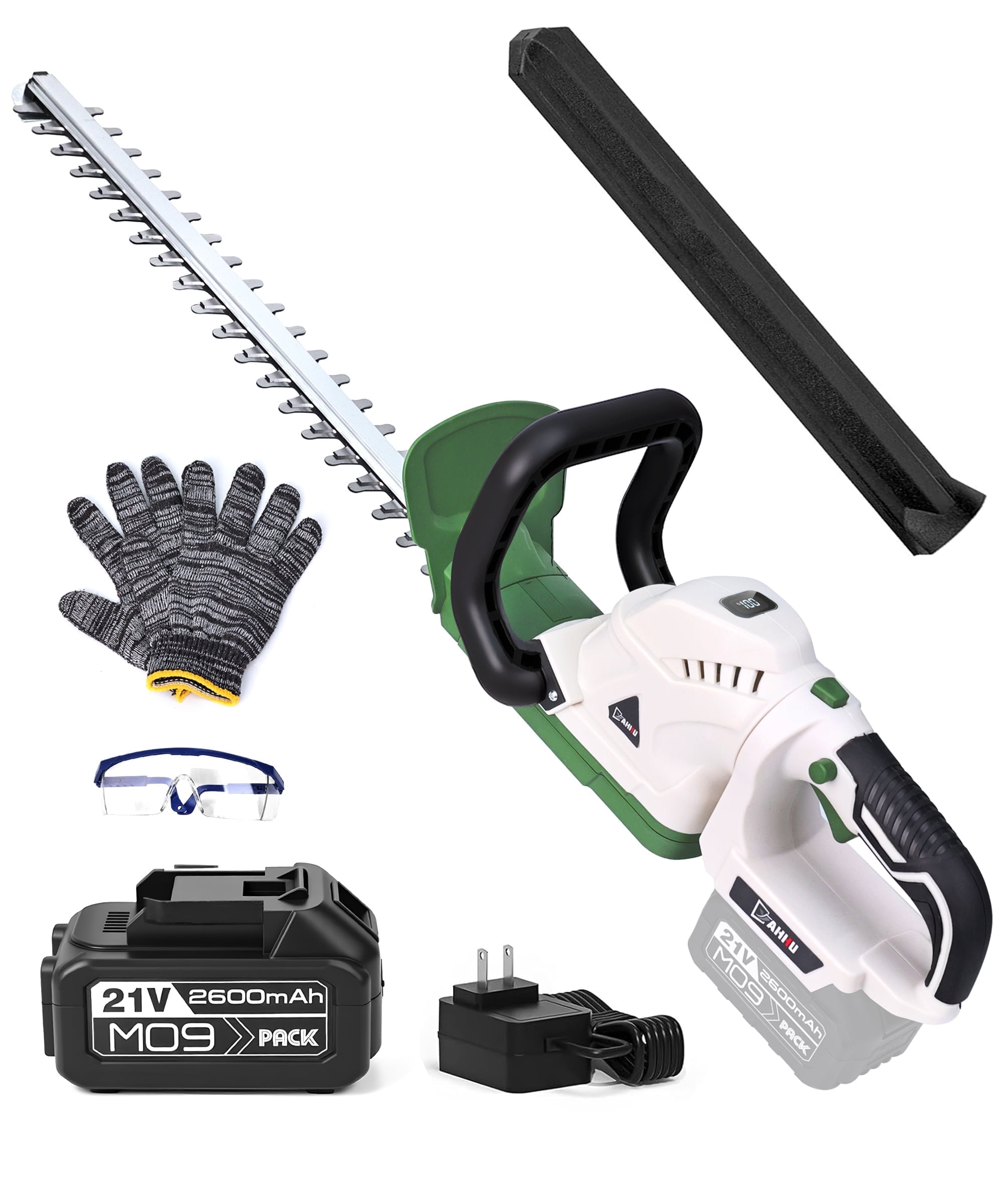 YAHHU Cordless Electric Hedge Trimmer, 20 in Dual-Action Blade, 21V Battery & Charger Included lvtuh