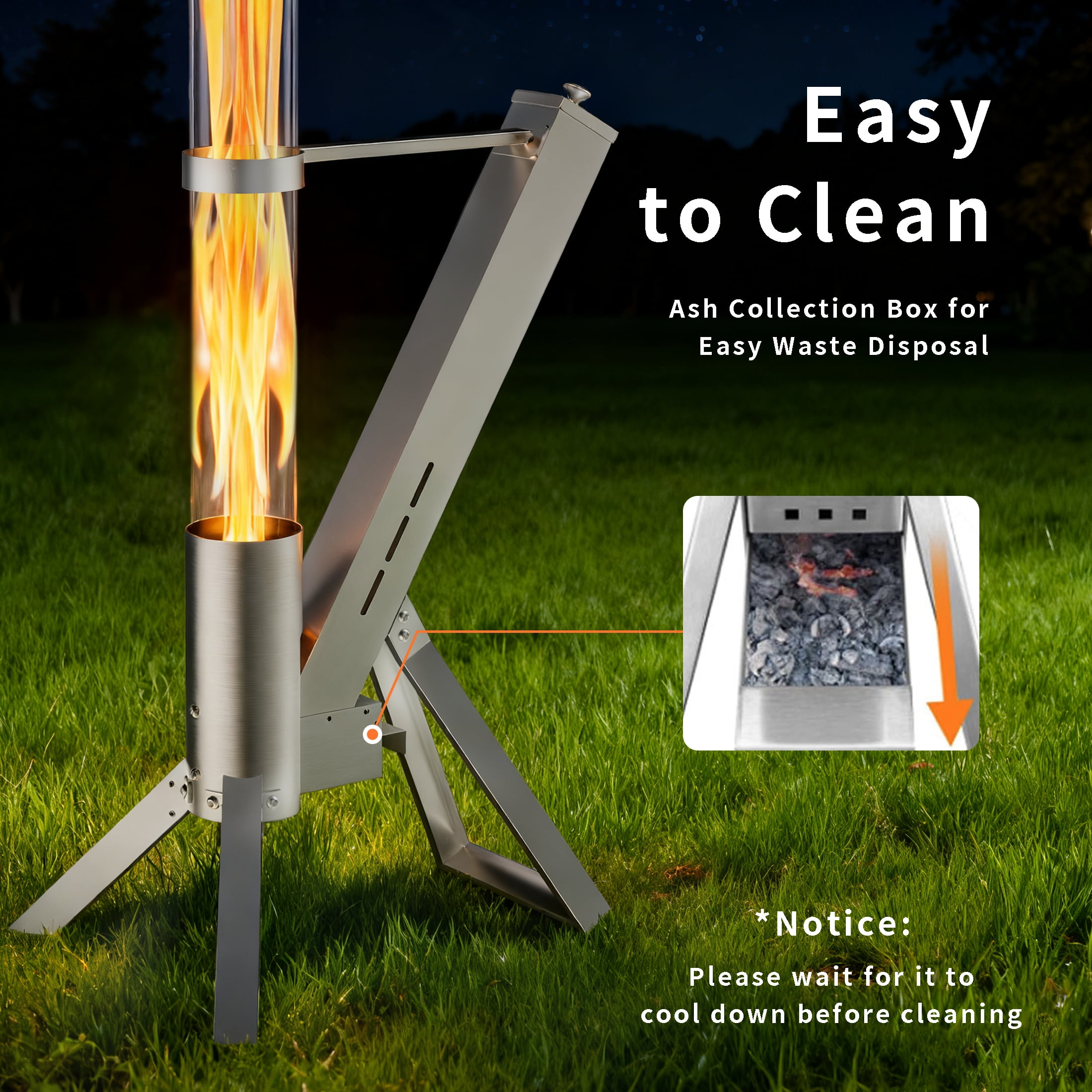 Enyopro Outdoor Wood Pellet Patio Heater, Smokeless Portable Stainless Steel Torch with Observation Chamber (2 Piece Set) pfckp