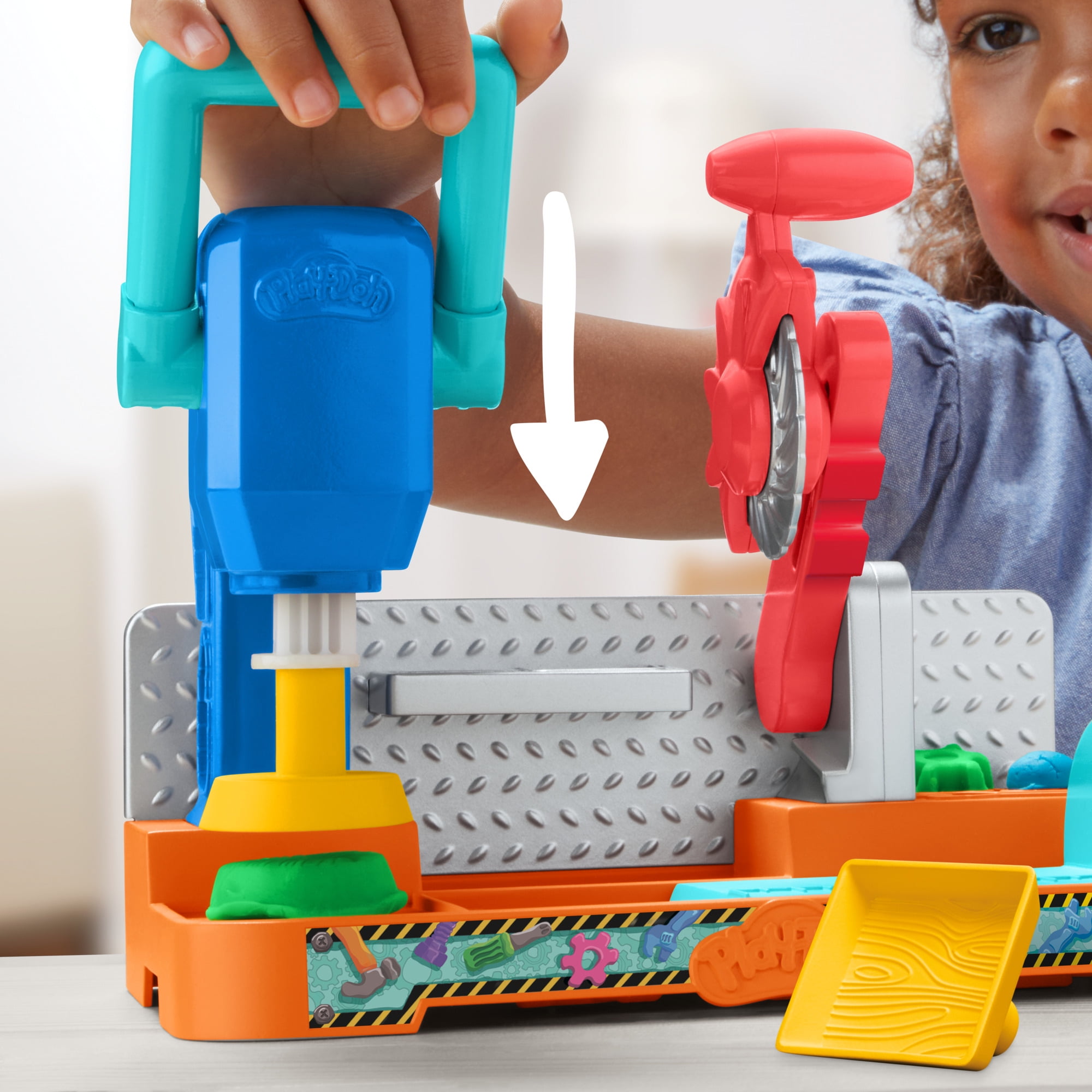 Play-Doh Stamp & Saw Tool Bench Creative Construction Playset (Multi-Color, 10 oz) 3811b
