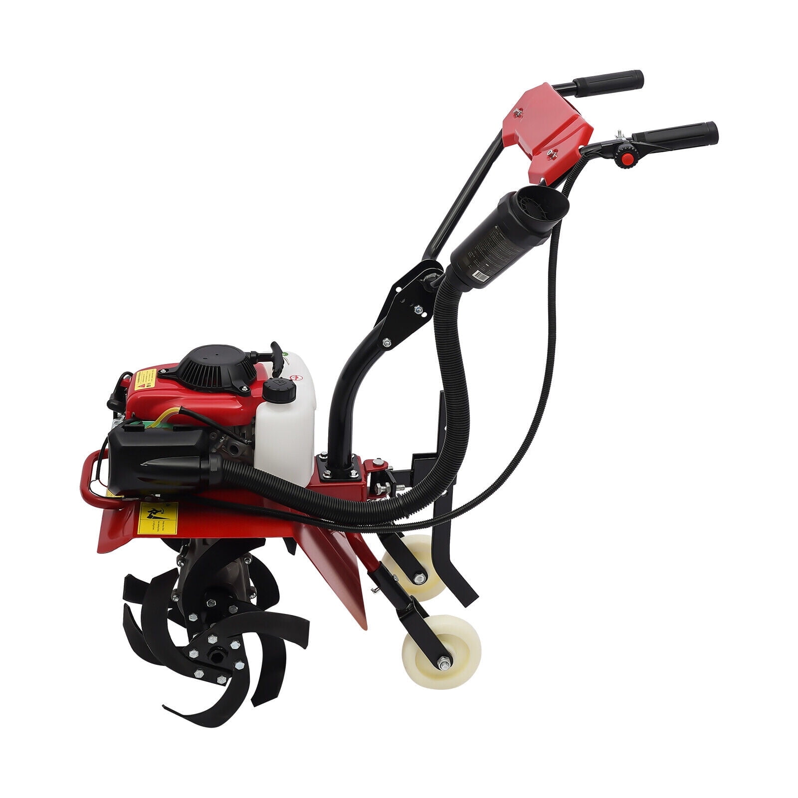 Generic 63cc Gas Powered Tiller Cultivator, Heavy-Duty Garden Soil Rototiller (Red, 13.78 in Width) 847gp