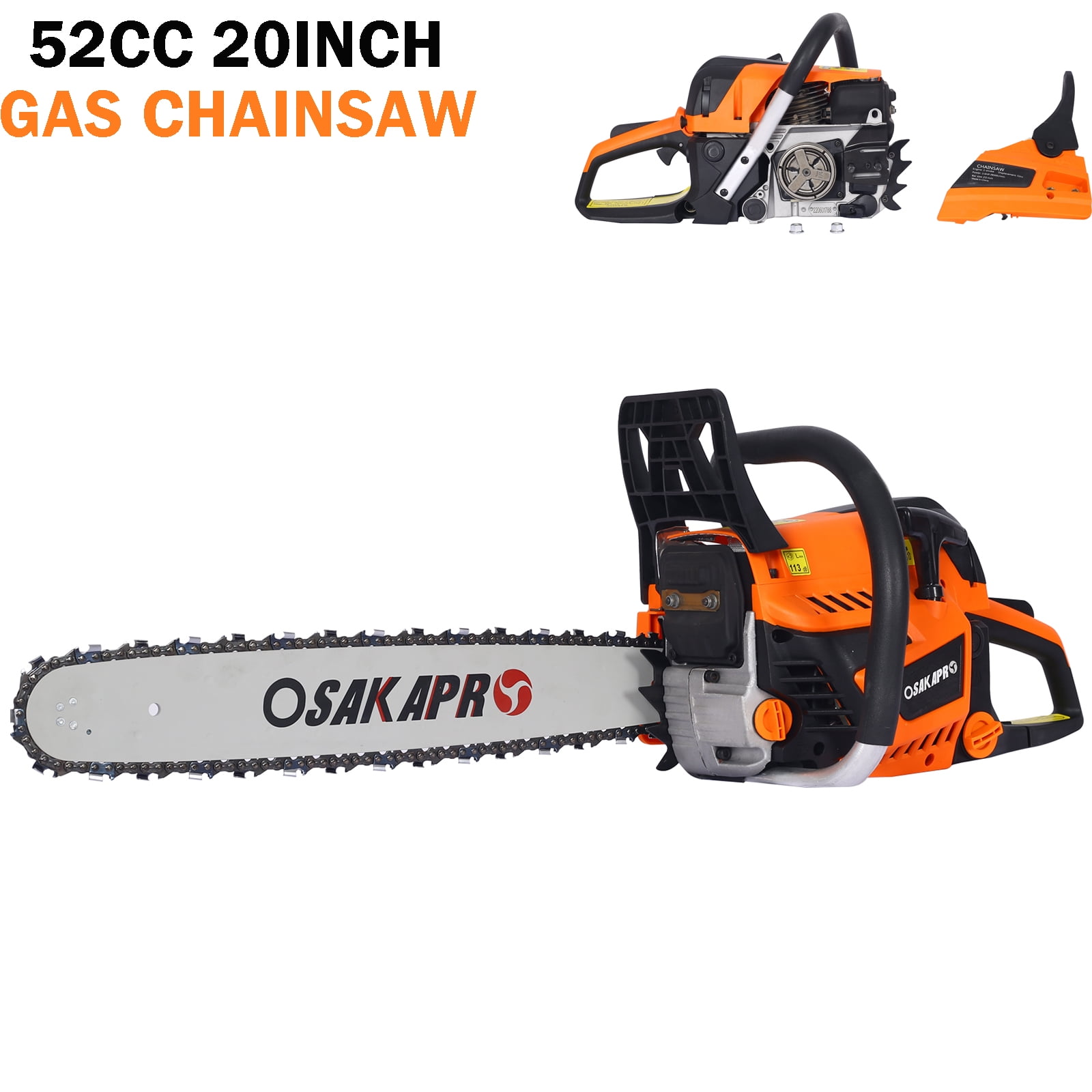 Seizeen Gas Chainsaw, 52cc 2.6HP Gasoline Powered Tree Pruning Saw with 20 in Bar (Orange, 20 in) 29wqt