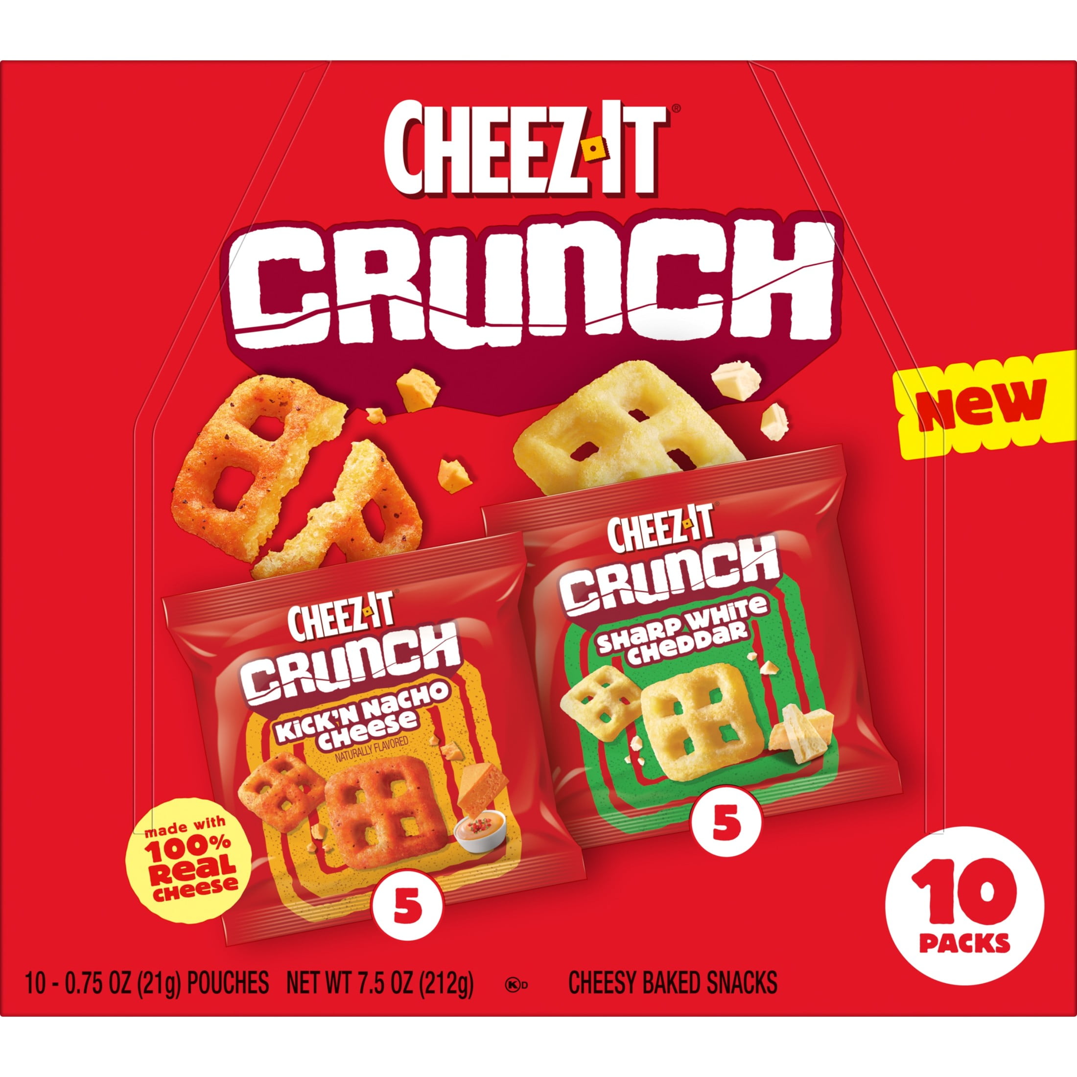 Cheez-It Crunch Variety Pack Baked Cheese Snacks (10 Count, 7.5 oz) ysjel