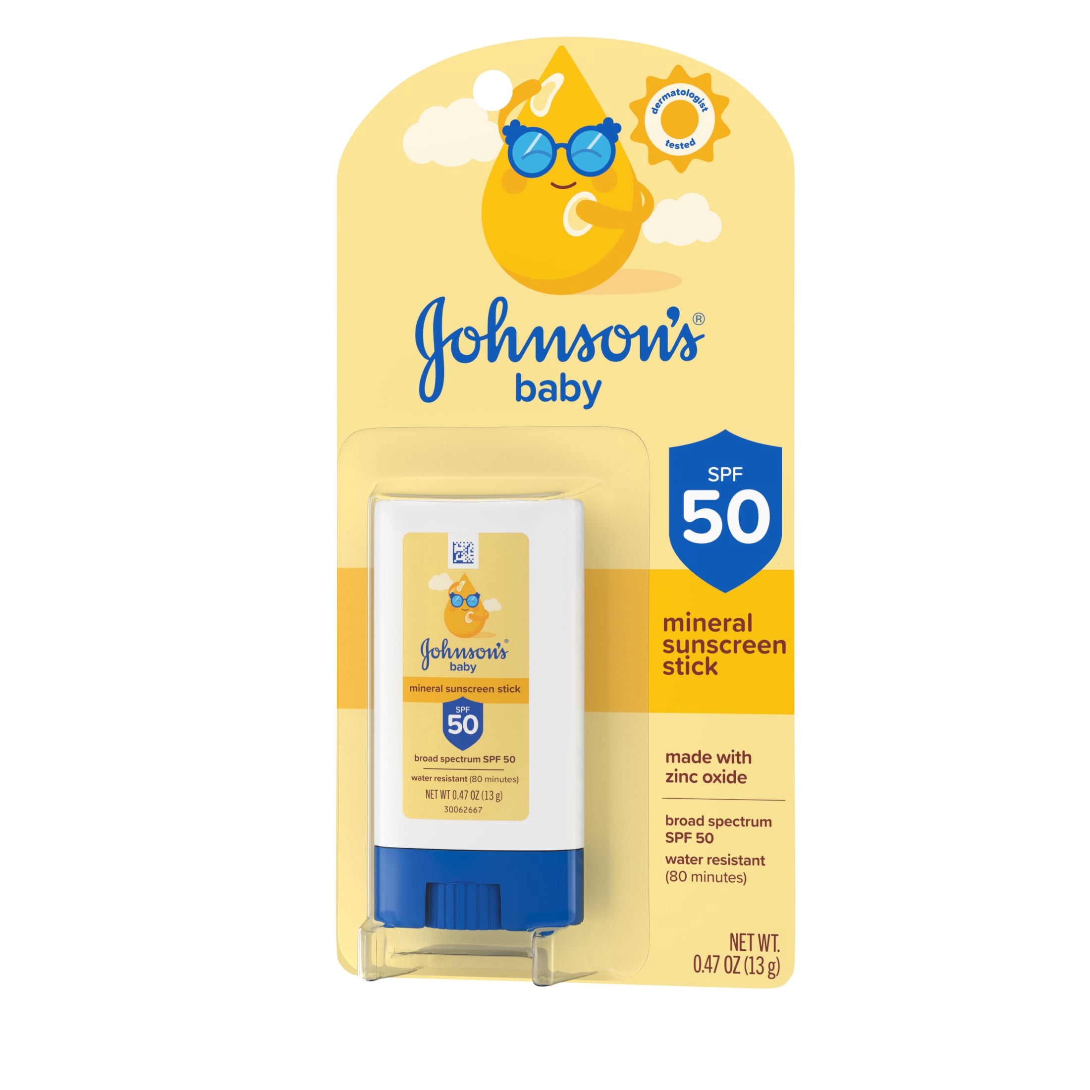 Johnson's Baby Mineral Sunscreen Stick, Broad Spectrum SPF 50, Water Resistant (0.47 oz) bytz2