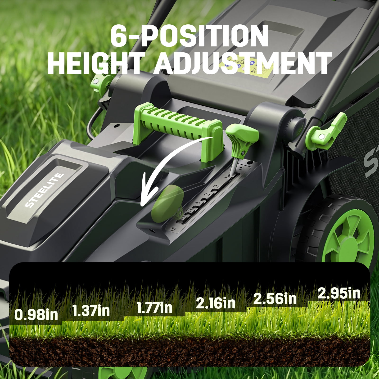 Steelite 17 in Cordless Electric Lawn Mower, Brushless Motor Walk-Behind Push Mower with 2-in-1 Mulching and Bagging (Green, 17 in) zhlpb
