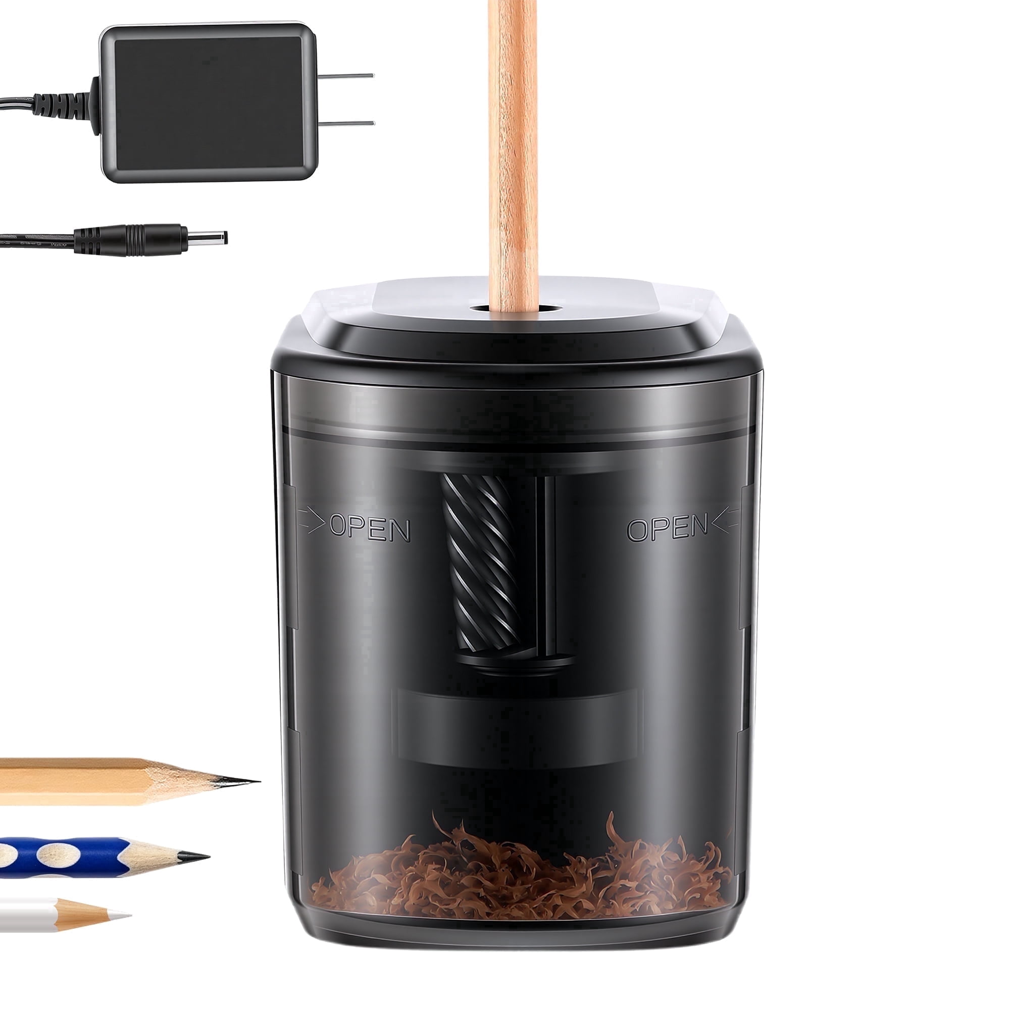 Generic Electric Pencil Sharpener, Heavy Duty Automatic Sharpener with Spiral Steel Blades (Black, 1 Pack) qdm8j