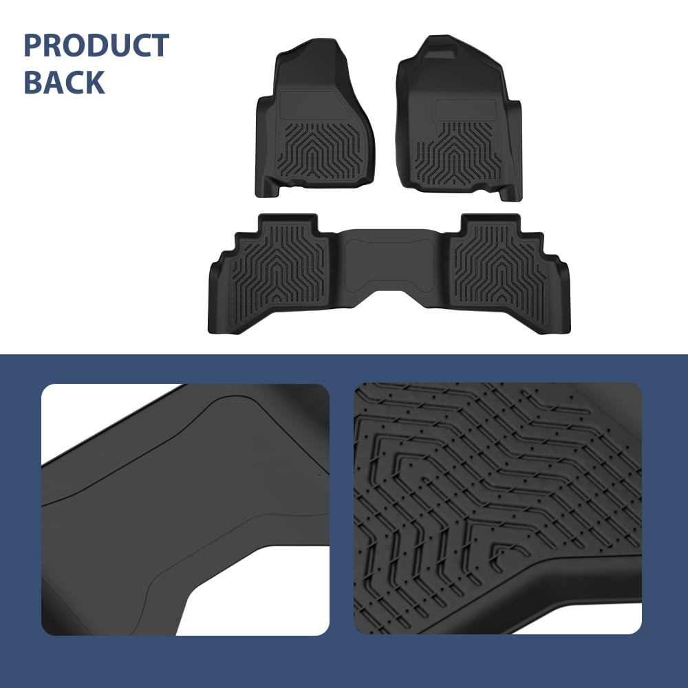 PIT66 All-Weather TPE Floor Mats Set for Dodge Ram 1500 2500 3500 Quad Cab (Black, 1 Set) e23wa