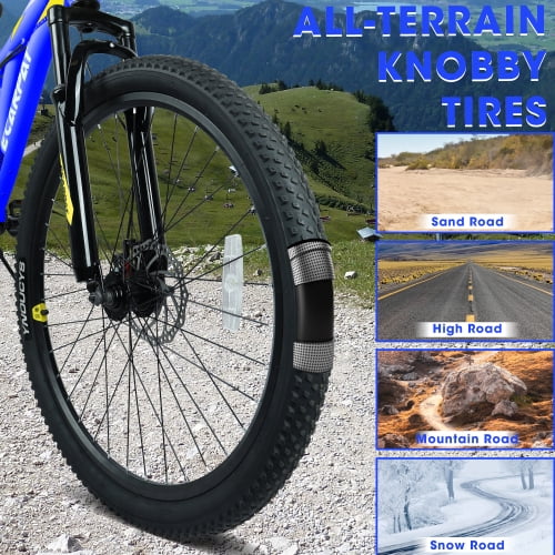 POVANLI 26 Inch Mountain Bike Dual Full Suspension Steel Frame 21-Speed Trail Commuter (Black, 26 in) t99sl