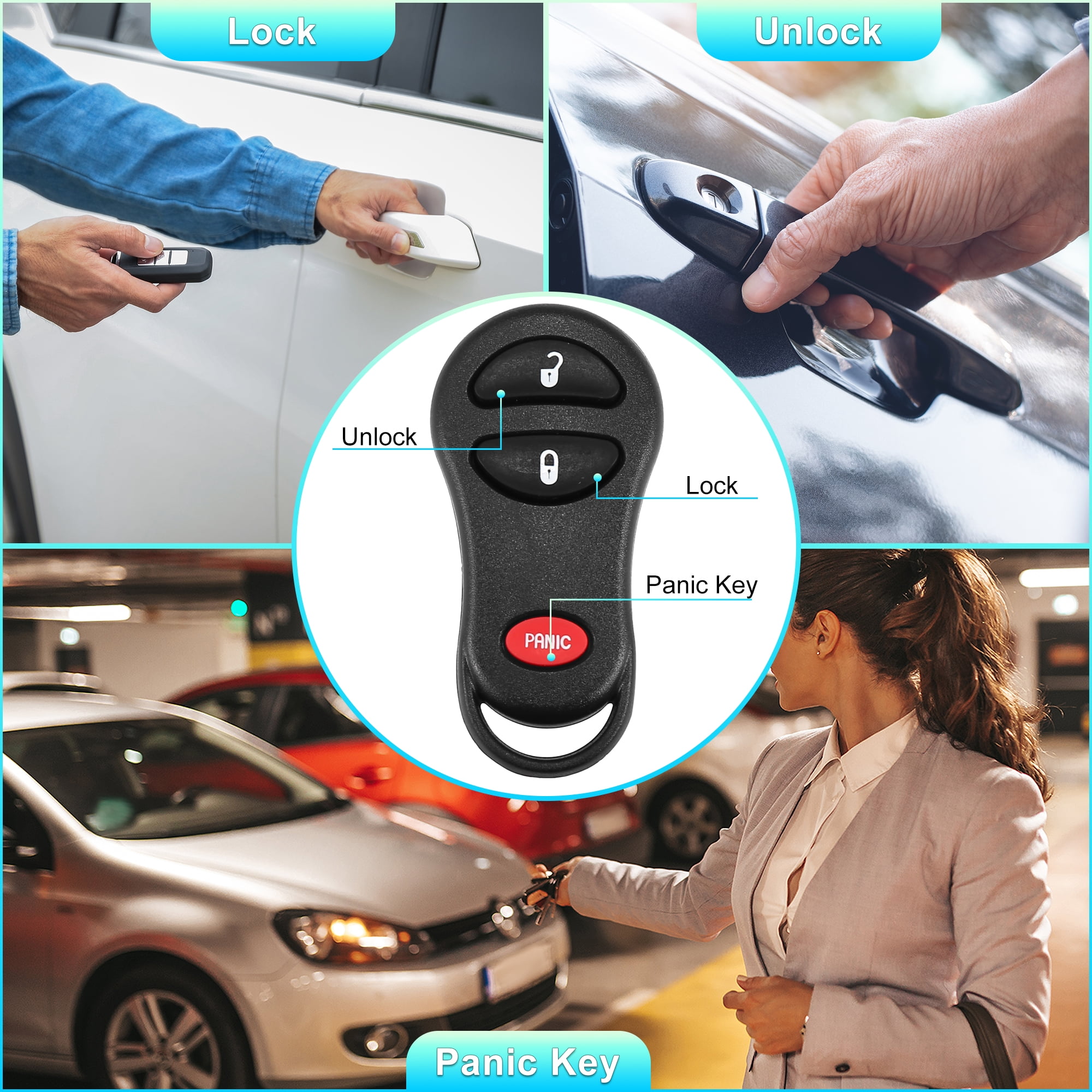 Unique Bargains 3-Button Keyless Entry Remote Car Key Fob GQ43VT17T 315MHz for Dodge Ram (Black, 2.8 in x 1.34 in) zbkhn