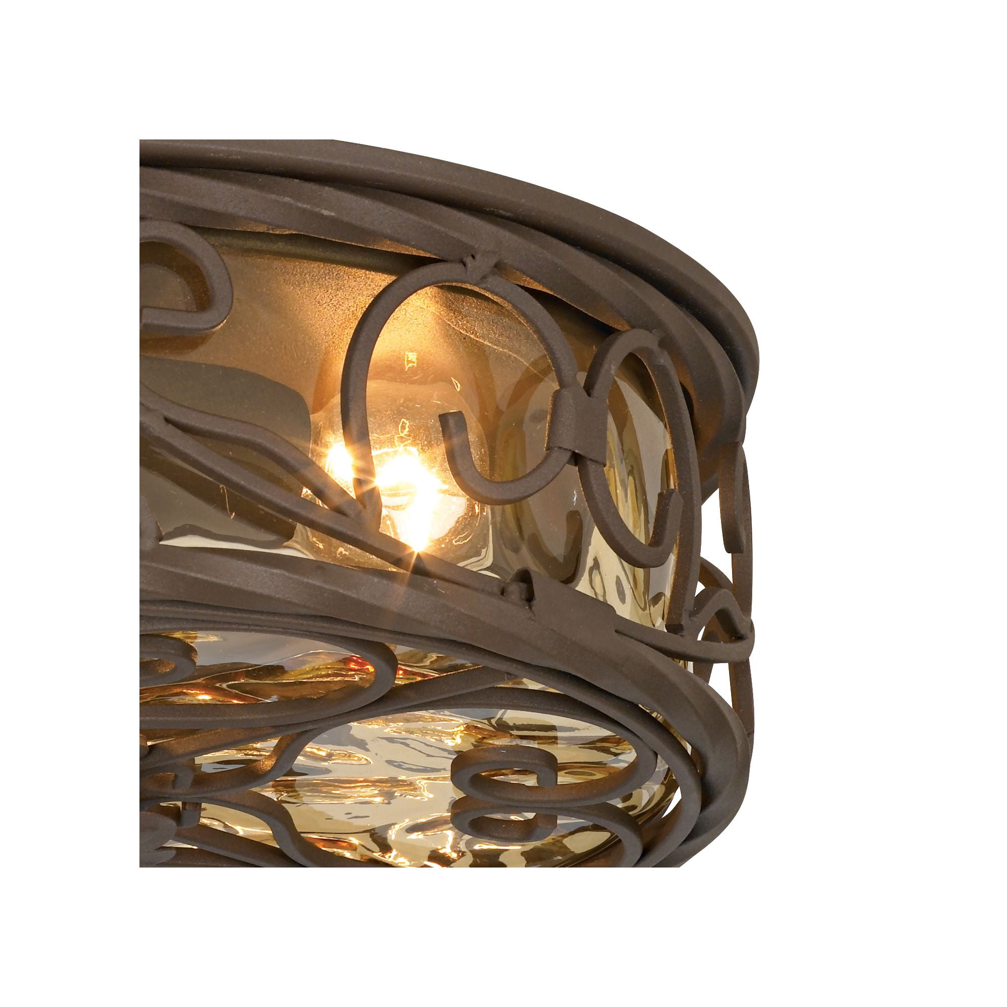 John Timberland Casa Seville Rustic Farmhouse Flush Mount Outdoor Ceiling Light Fixture (Dark Walnut, 12 in Wide) 43byl
