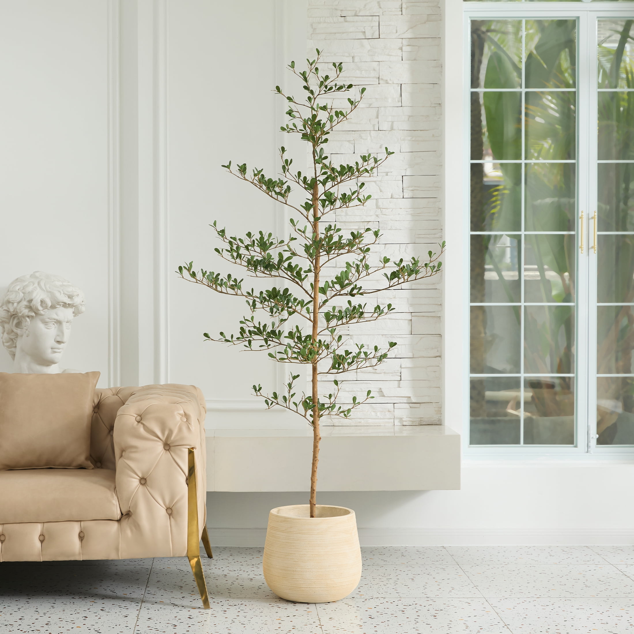DR.Planzen 6ft Faux Black Olive Tree, Realistic Artificial Potted Plant with Natural Trunk and Silk Leaves (Black, 6 ft) nq7hy