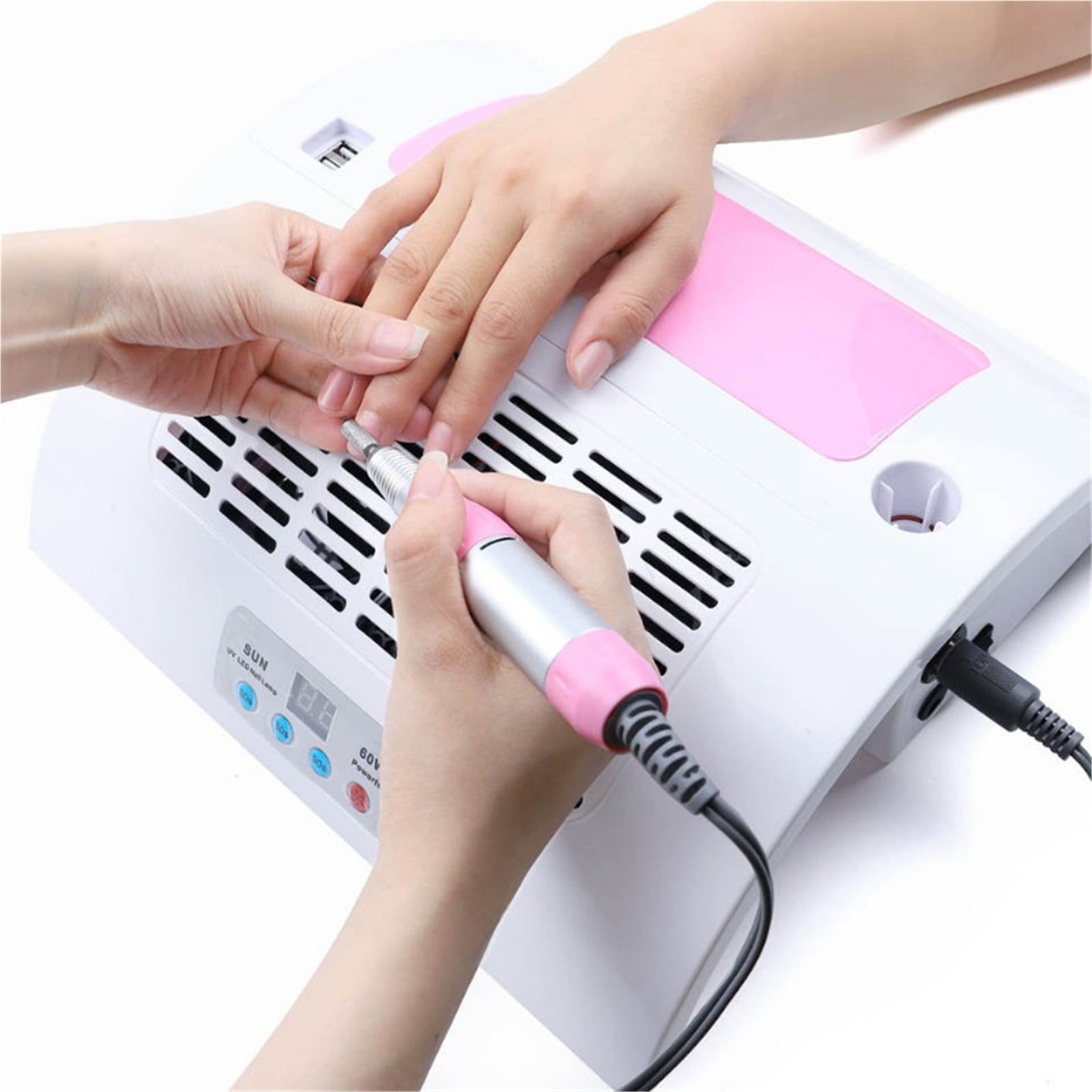 Momo Multifunctional Nail Manicure Station with UV LED Lamp, Electric Drill, and Dust Collector (White, 1 Unit) 6at82