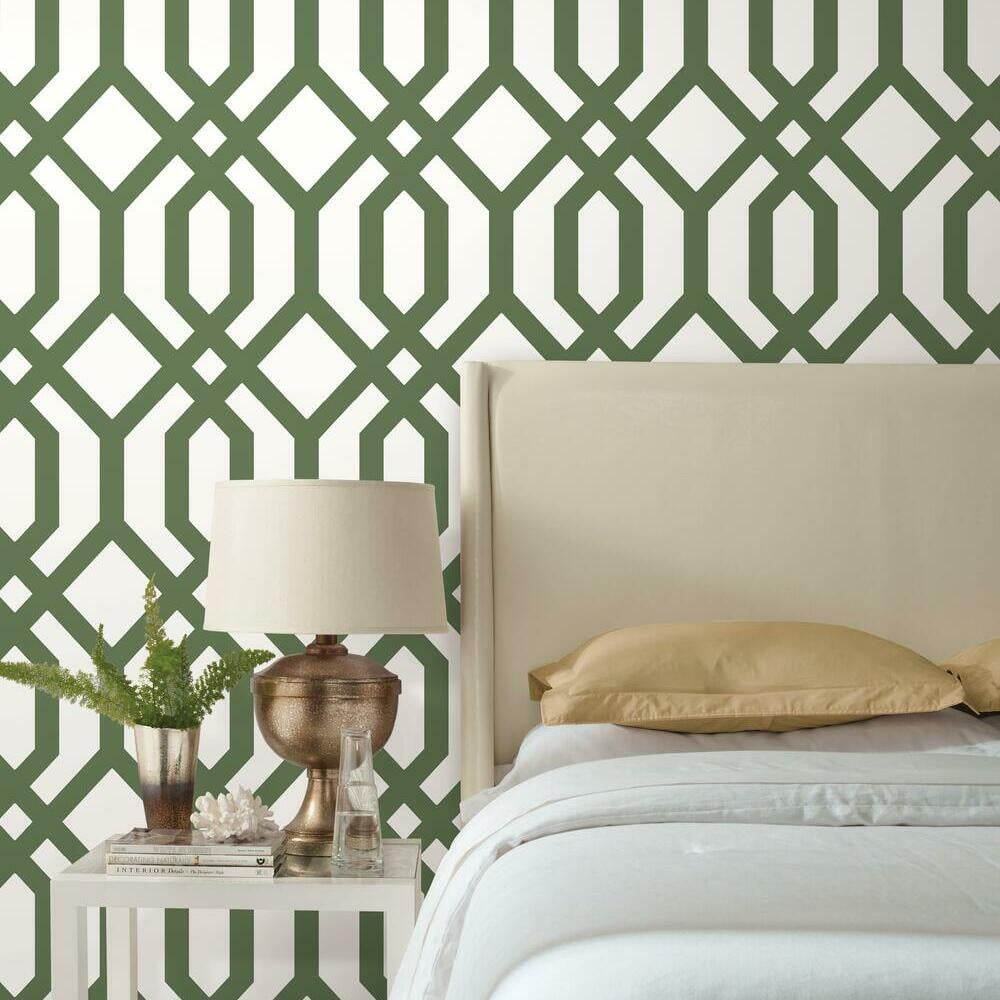 RoomMates Gazebo Lattice Peel and Stick Wallpaper (Blue, 20.5 in x 16.5 ft) 9reau