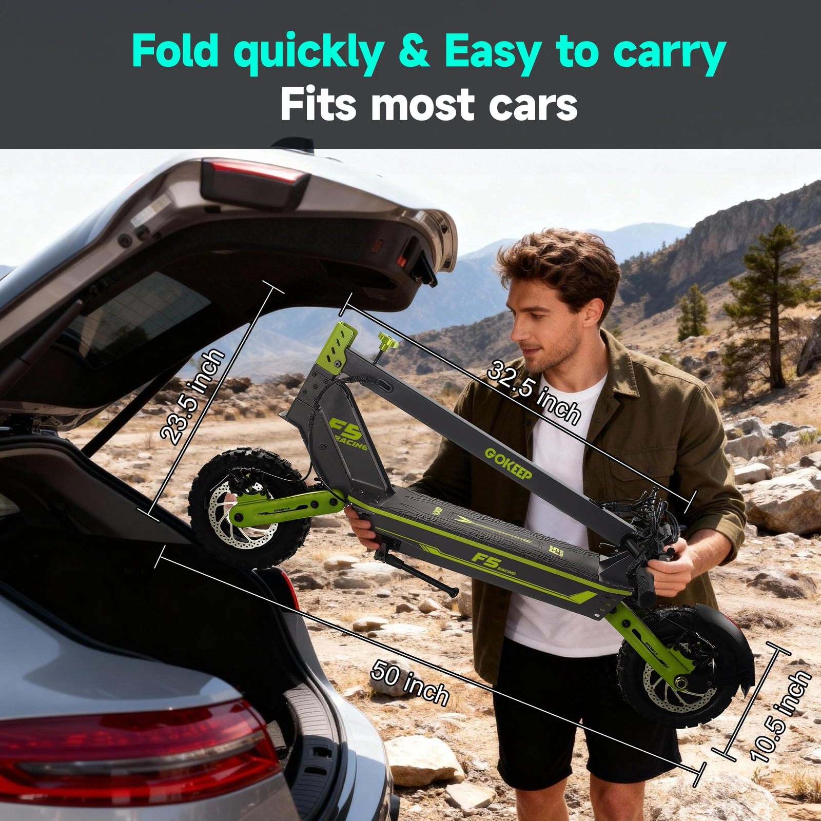 GOKEEP Electric Scooter for Adults, 1500W Motor, 43-Mile Range, 11-inch Off-Road Tires, Foldable Commuter Scooter (Green) 2zmnl