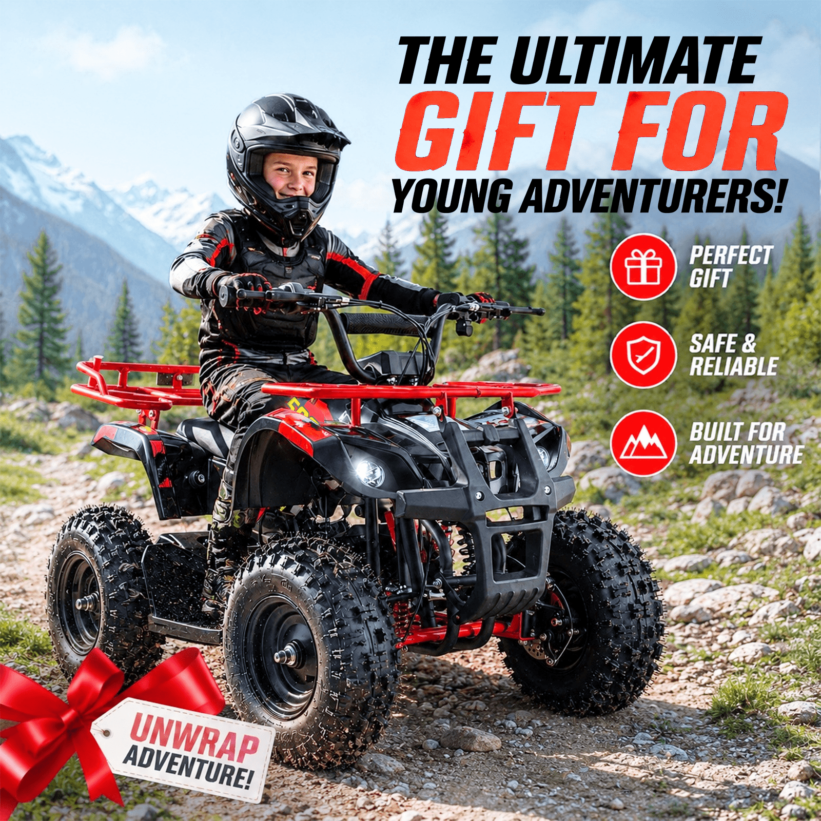 HOVER HEART Electric Dirt Quad, 500W Off-Road 4-Wheeler with Dual Suspension (Red, 143 lb Capacity) my324