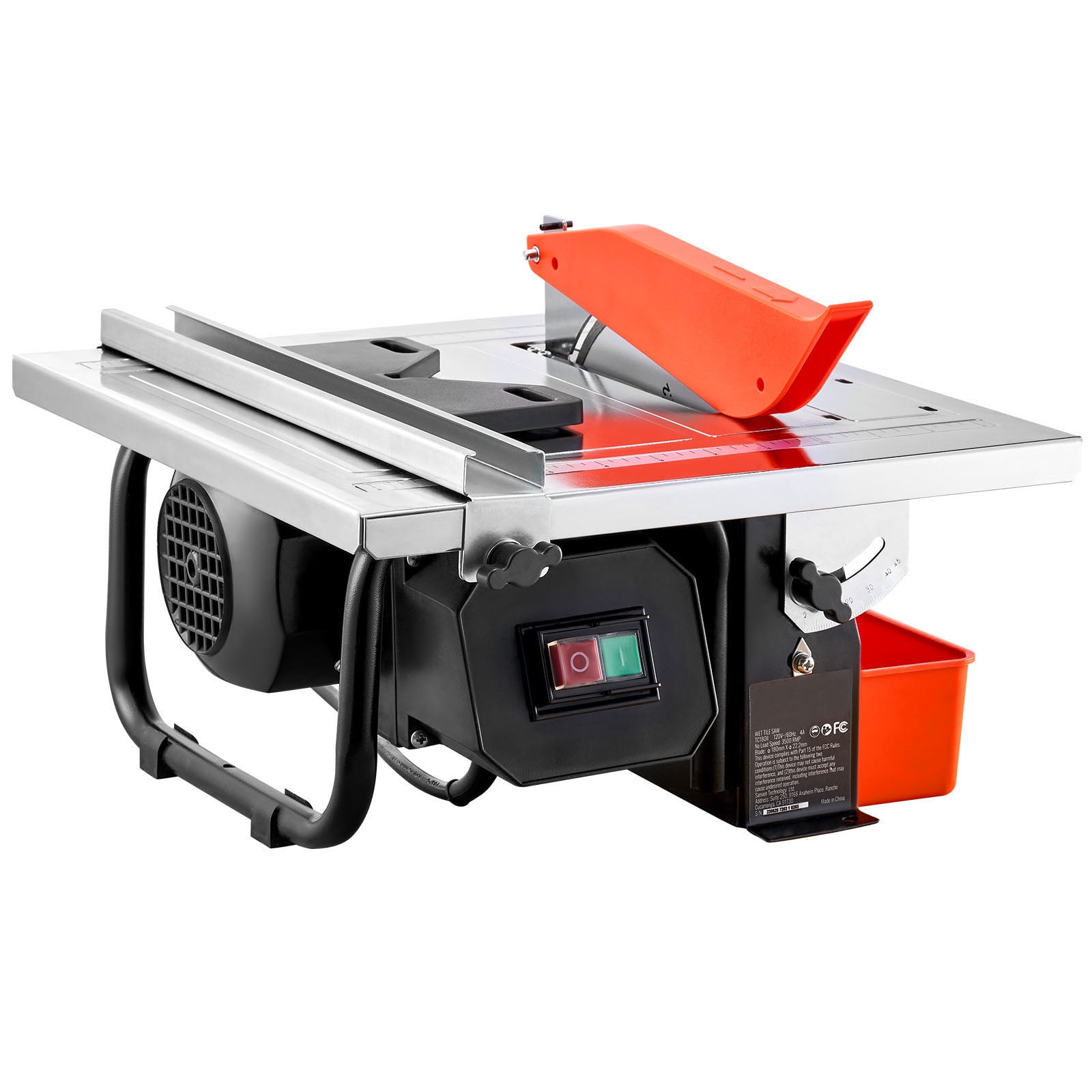 KFFKFF Wet Tile Saw, 7-inch Steel Blade, 3500 RPM Induction Motor, 0-45 Degree Miter Cut, Galvanized Surface (Black, 1.25 in Depth) jv0bm