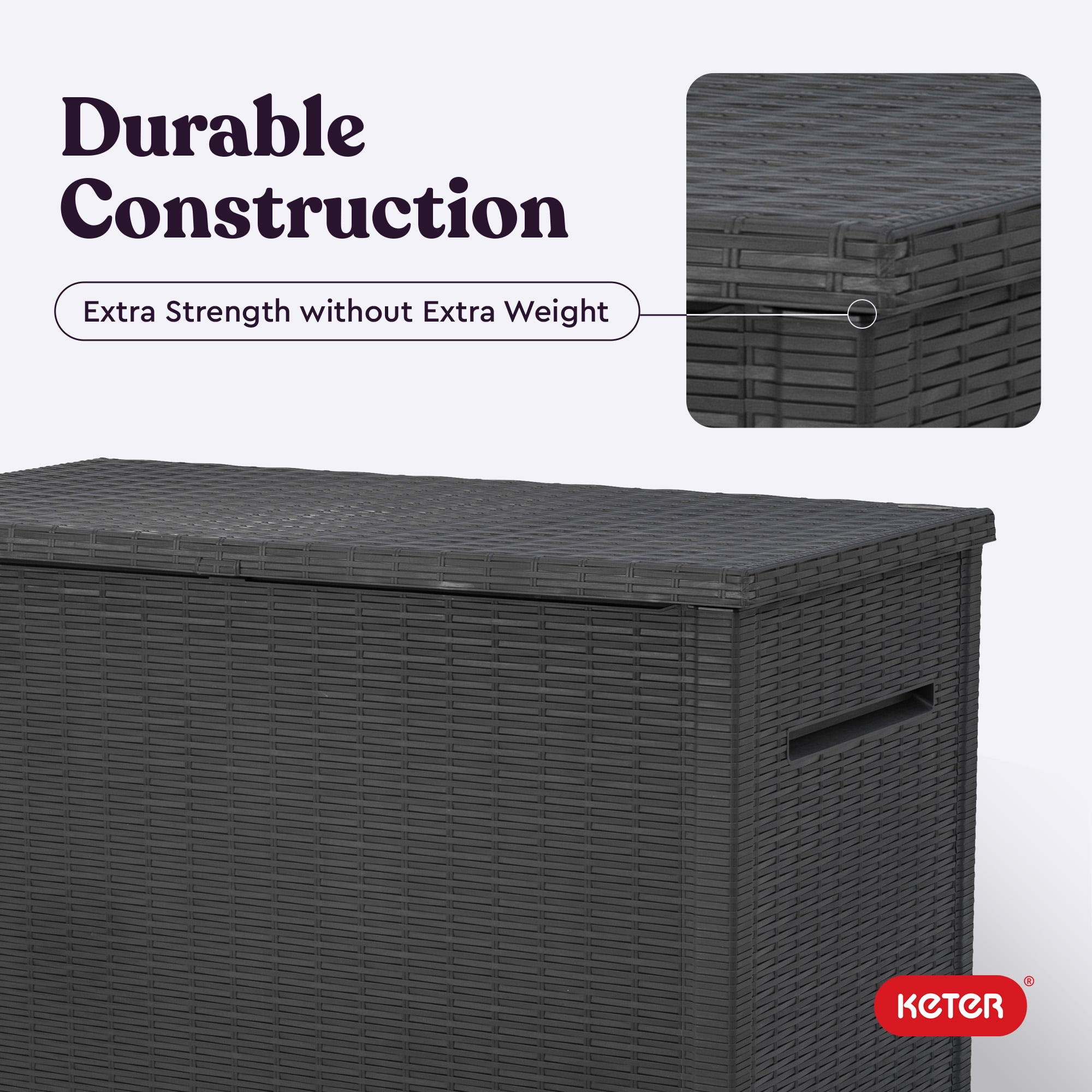 Keter Java 230 Gallon XL Weather-Resistant Resin Outdoor Deck Box (Grey, 57.5 in L x 32.67 in W x 33.85 in H) c32l6