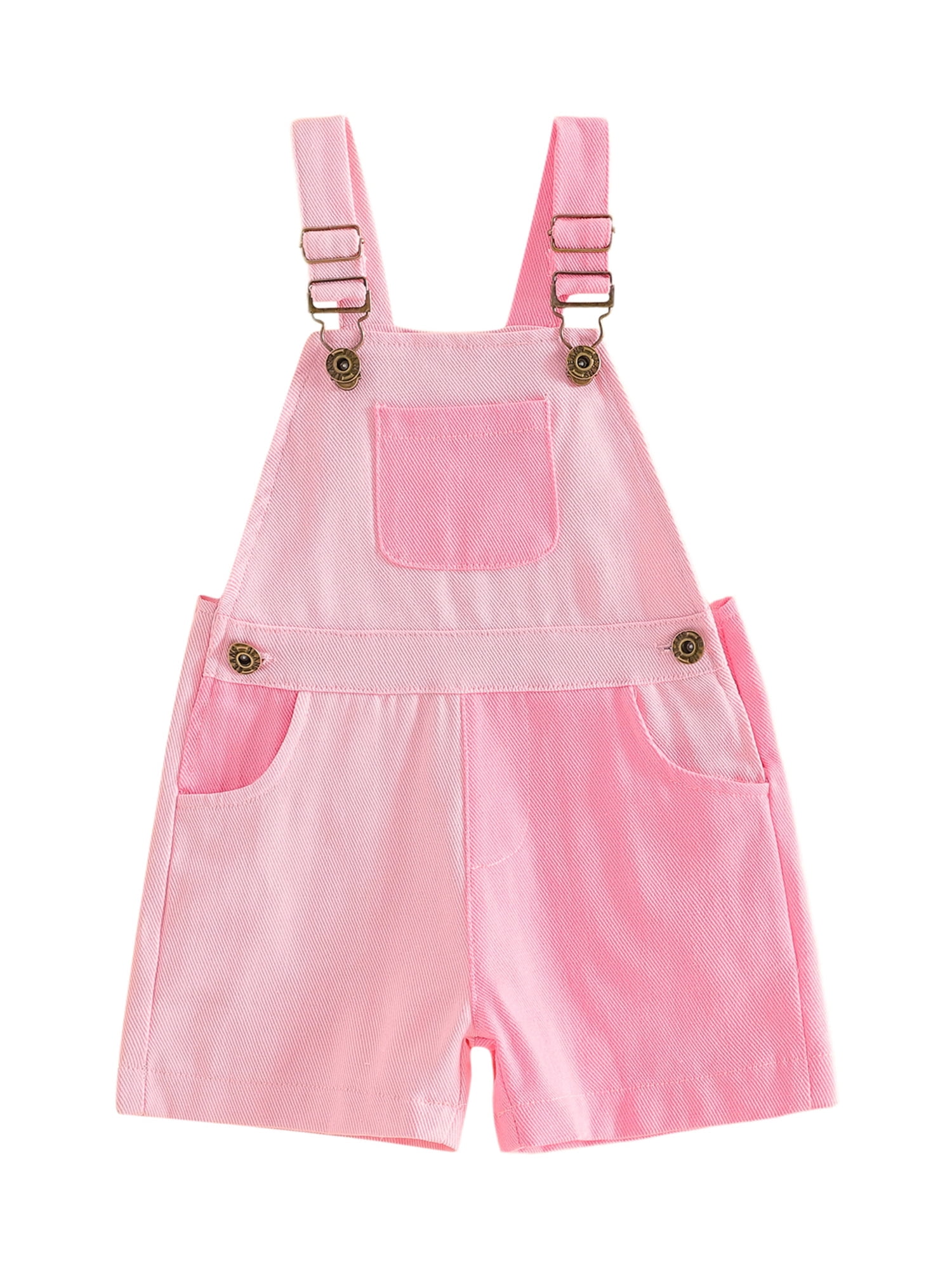 Gzhioc Toddler Overall Shorts Summer Jumpsuit with Pockets (Pink, 2T) svcbc
