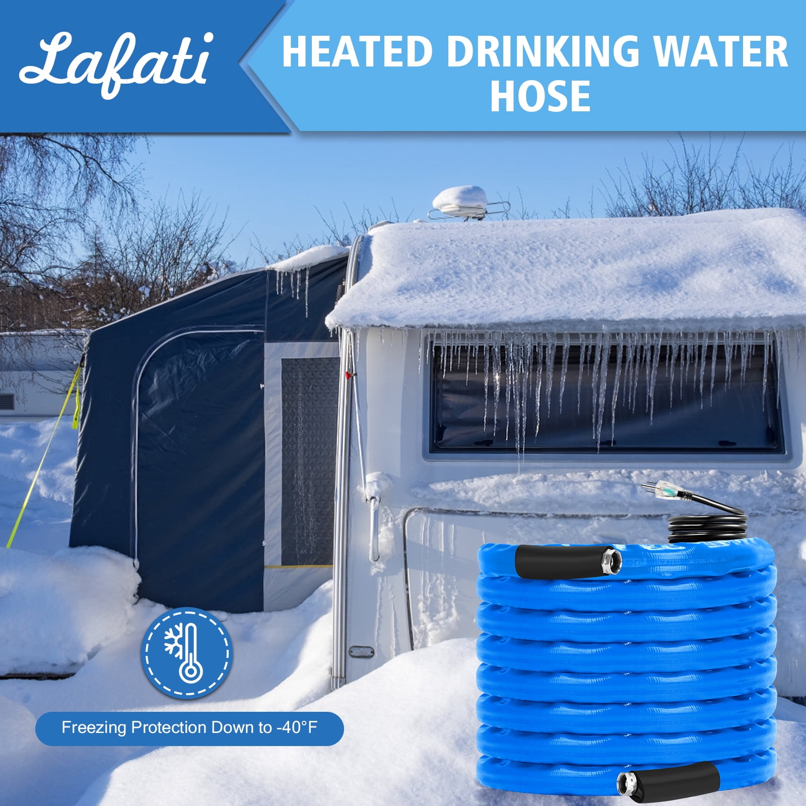 Lafati Heated Water Hose for RV, Antifreeze Drinking Water Hose with Self-Regulating Thermostat (15 ft) lmx7c