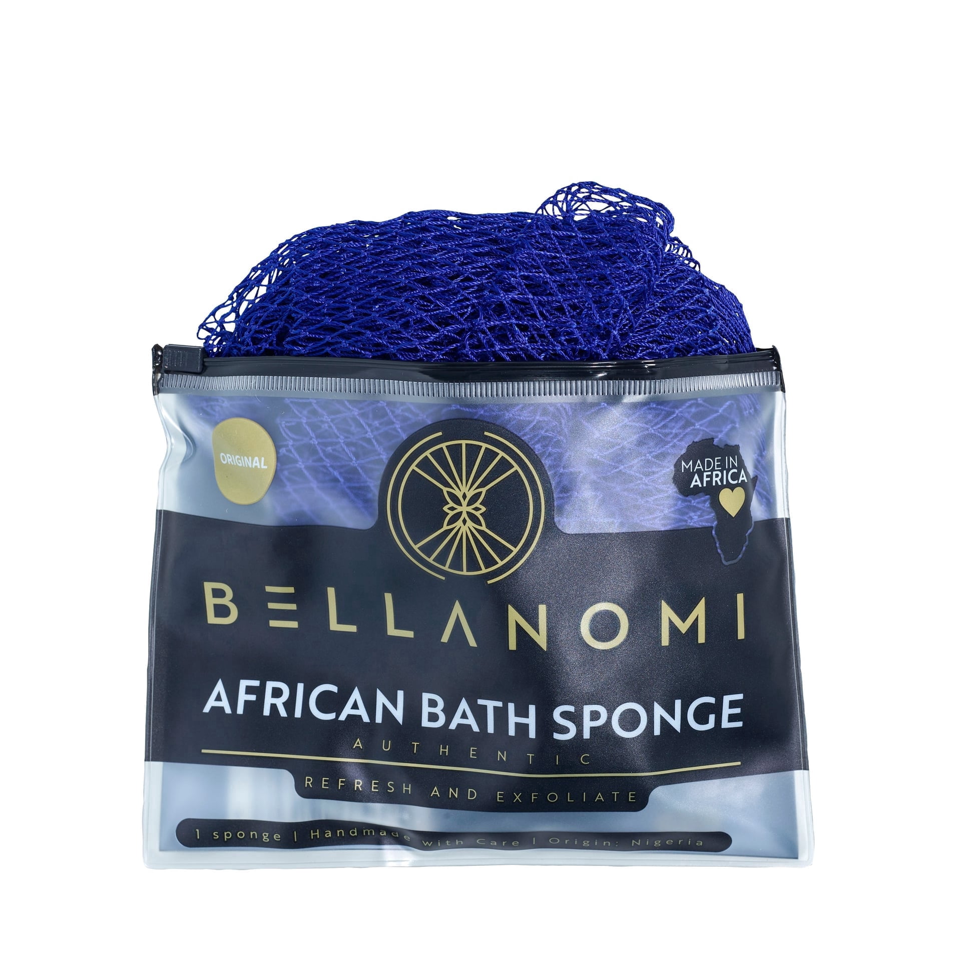 Bellanomi African Net Sponge, Authentic Sapo Exfoliating Back Scrubber for Deep Cleaning and Skin Renewal (Blue, 45 in) 7aaq9