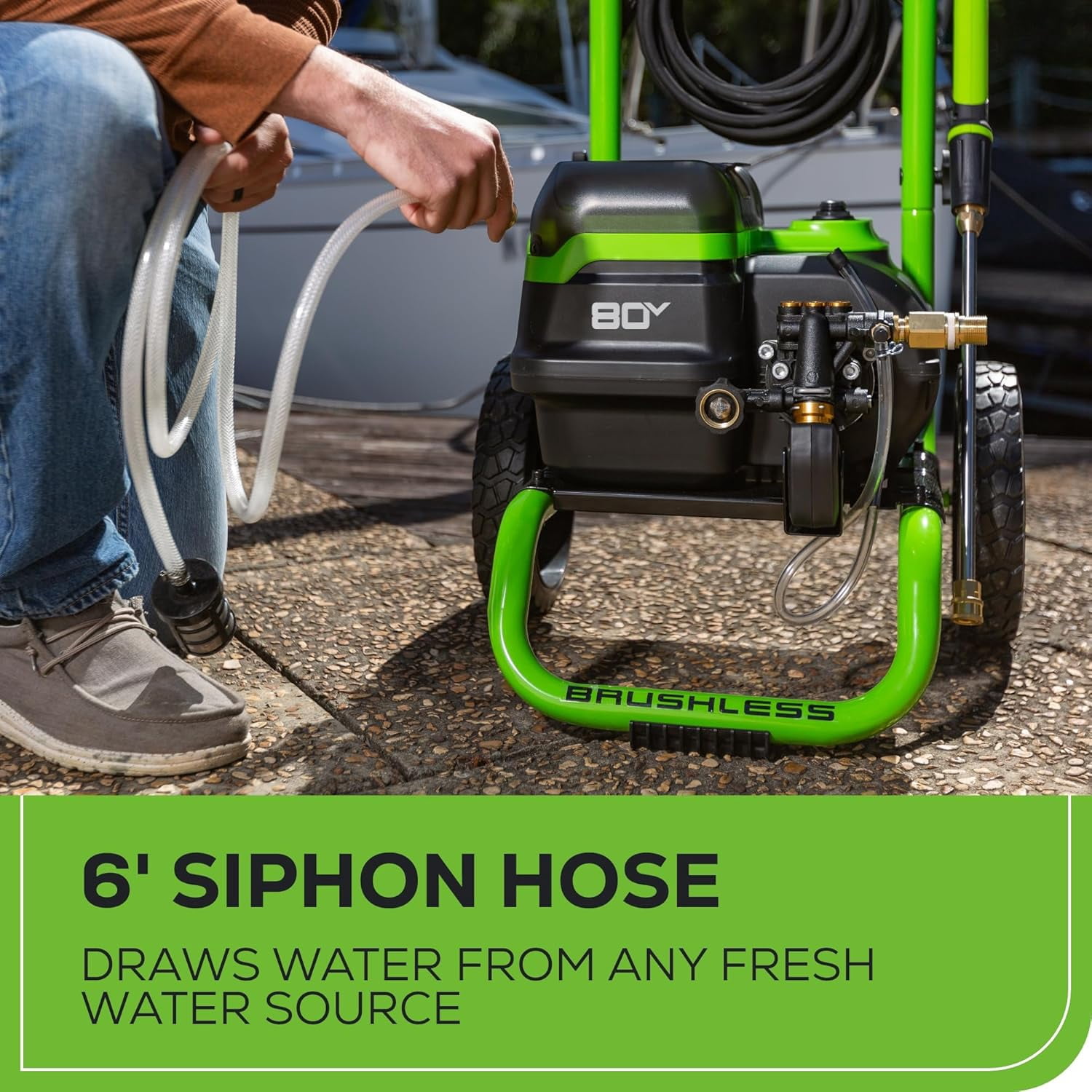 Greenworks 80V 3000 PSI Dual-Port Pressure Washer (2.0 GPM, Heavy-Duty Cleaning, Tool-Only) cqun2