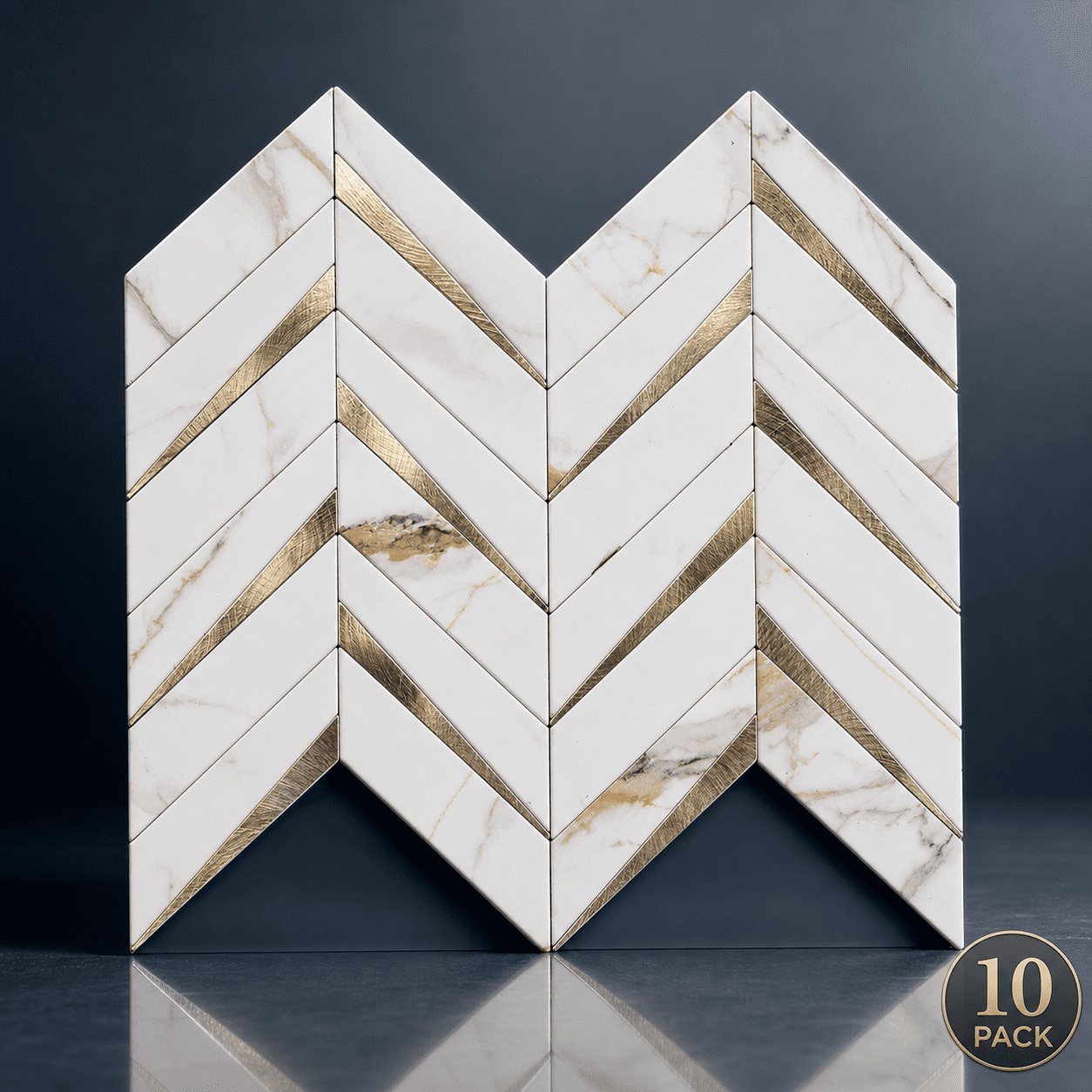 Herringtile Peel and Stick Wall Tiles Calacatta Marble Gold (10 Sheets, 7.7 sq ft) 7a8t5