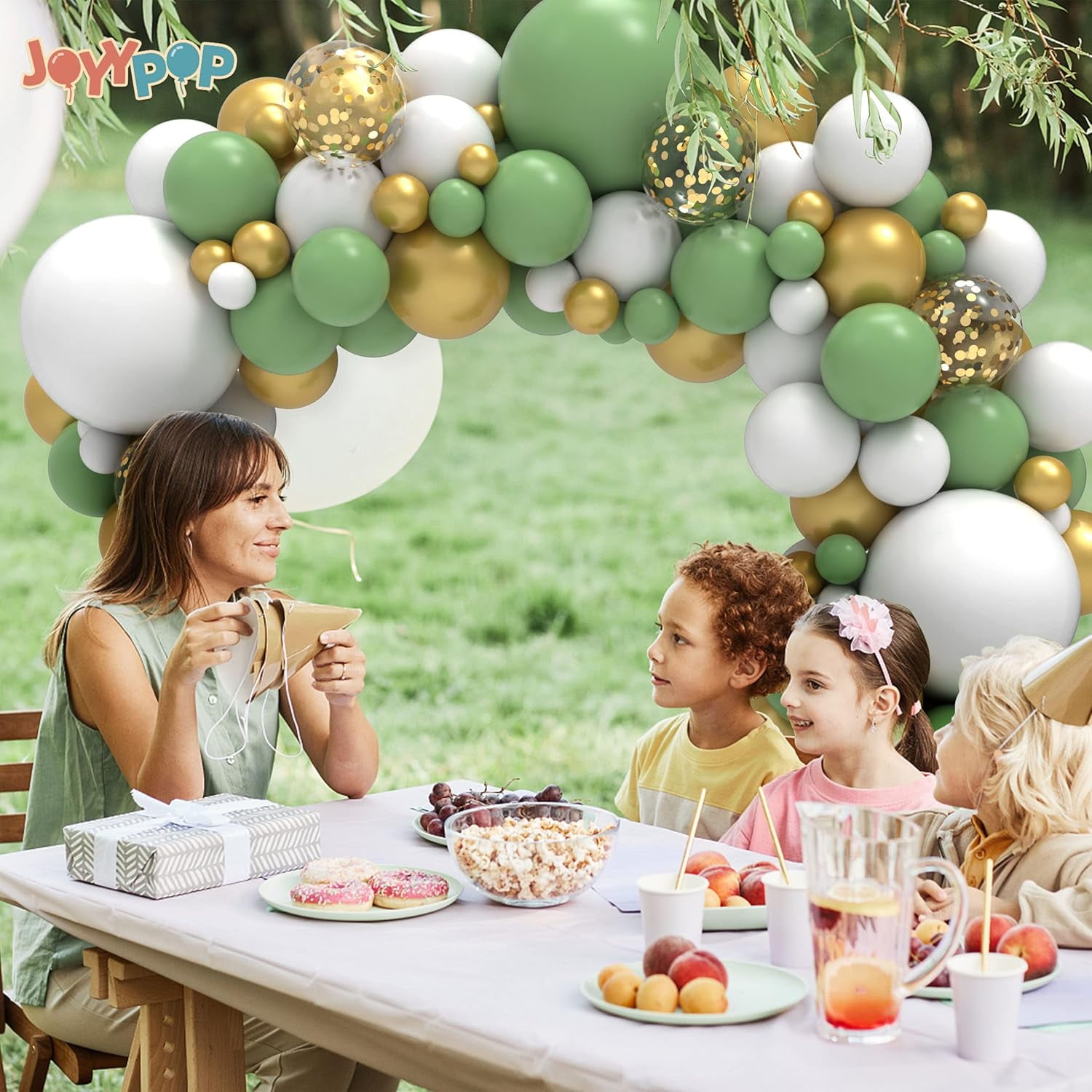 JOYYPOP Sage Green Balloon Garland Arch Kit (Sage Green, 129 Piece Set) bnk0n