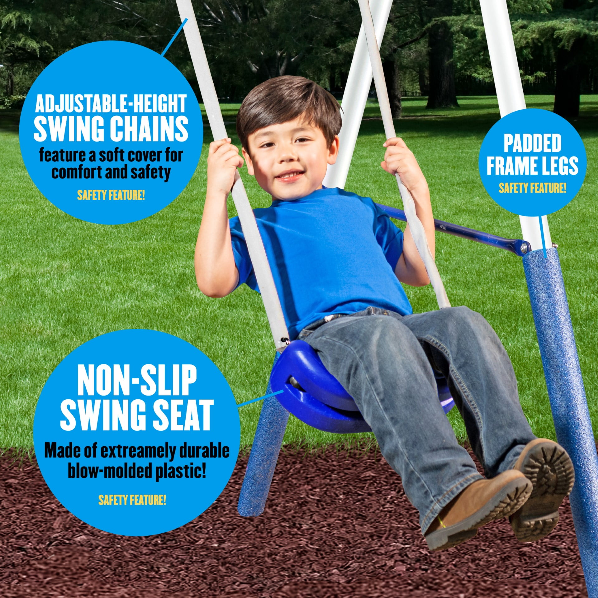 XDP Recreation Surf N Swing Set with Wave Slide, Super Disc Swing, and Stand-R-Swing (Blue, 179 in x 102 in x 74 in) p31vo