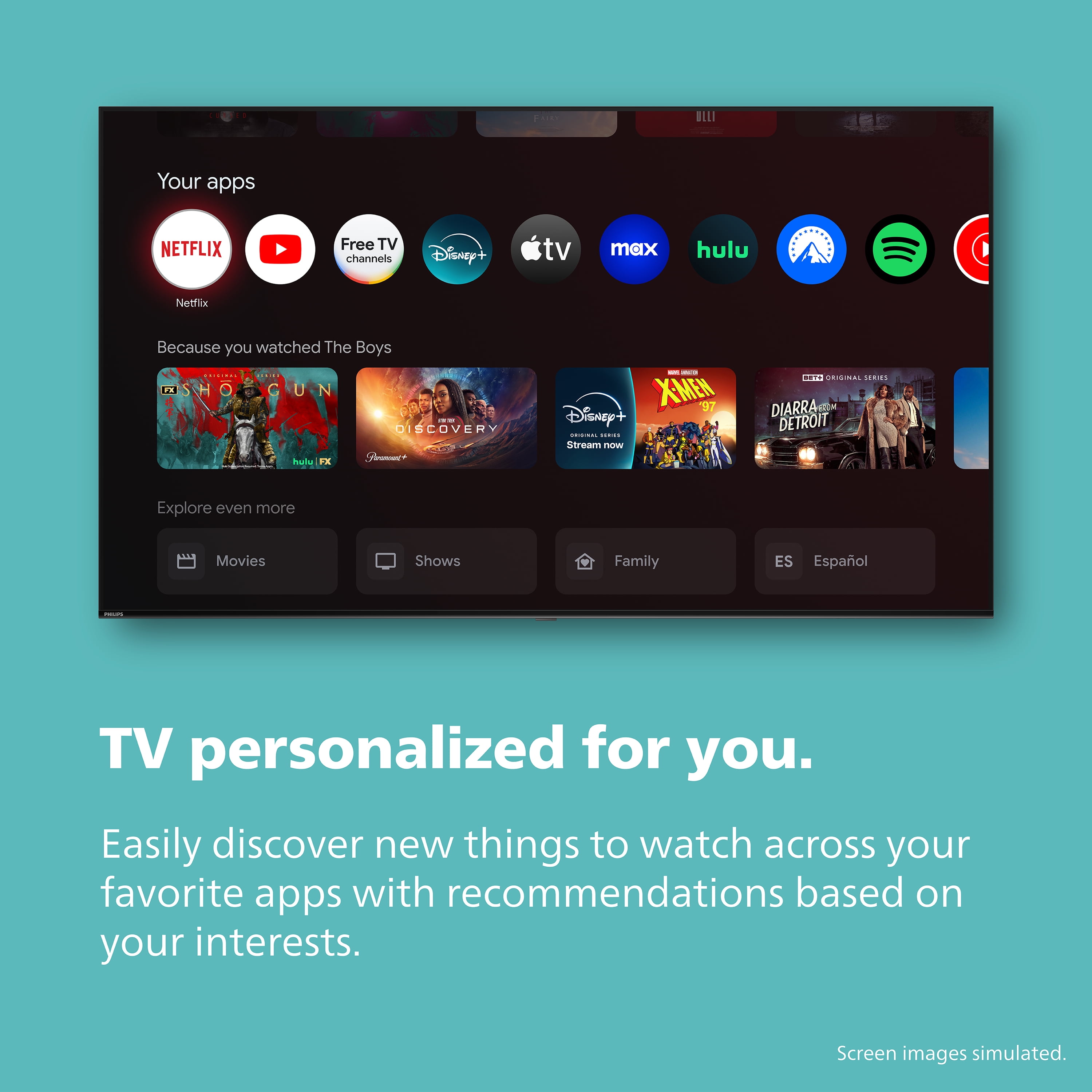 Philips 75-inch Class QLED 4K UHD Google Smart TV (Black, 75 in) wanh4