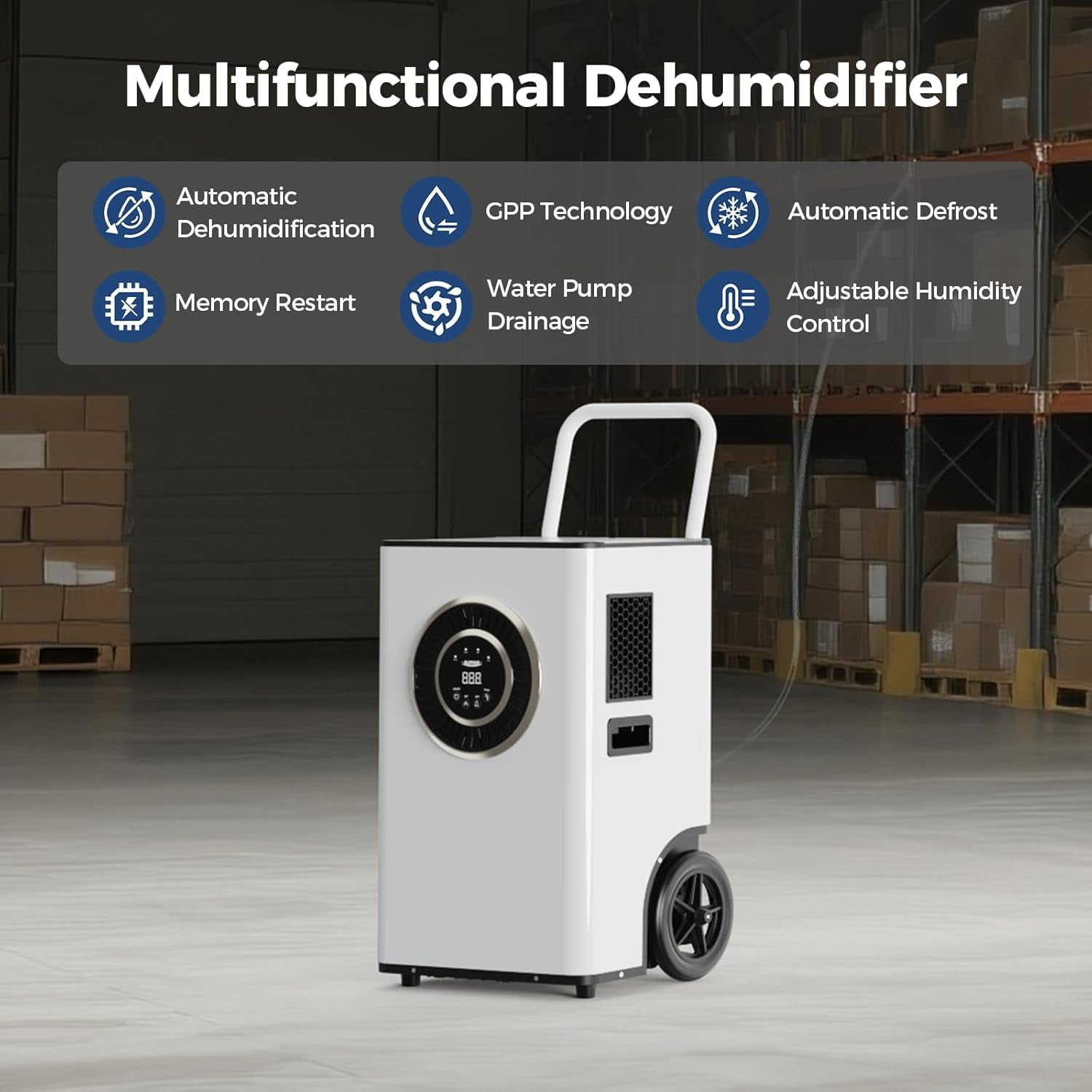 AlorAir 110PPD Commercial Dehumidifier with Pump and Drain Hose (White, 1300 Sq. Ft.) g4weg