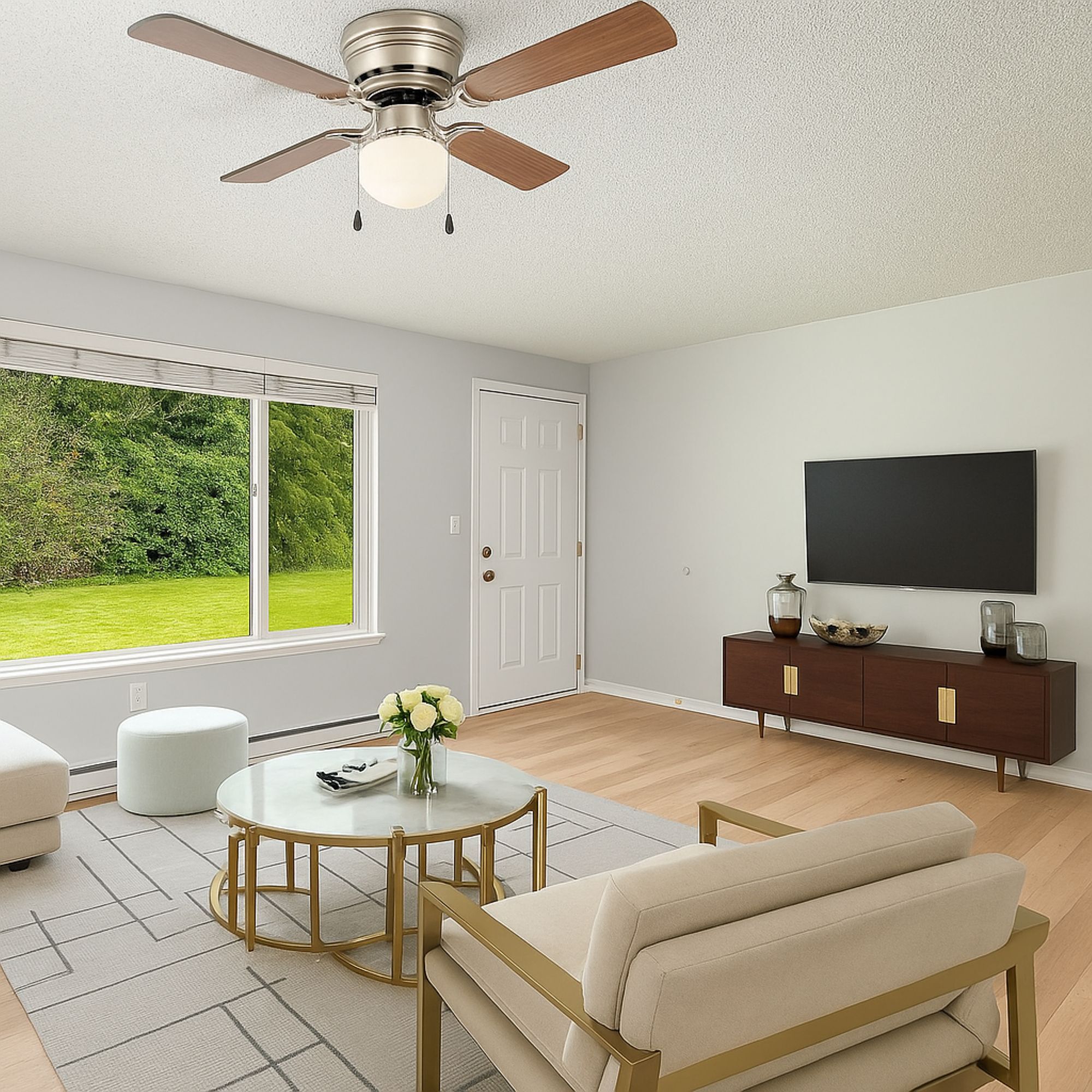 Mainstays Indoor Ceiling Fan with Light Kit (Satin Nickel, 42 in) 1cuc9
