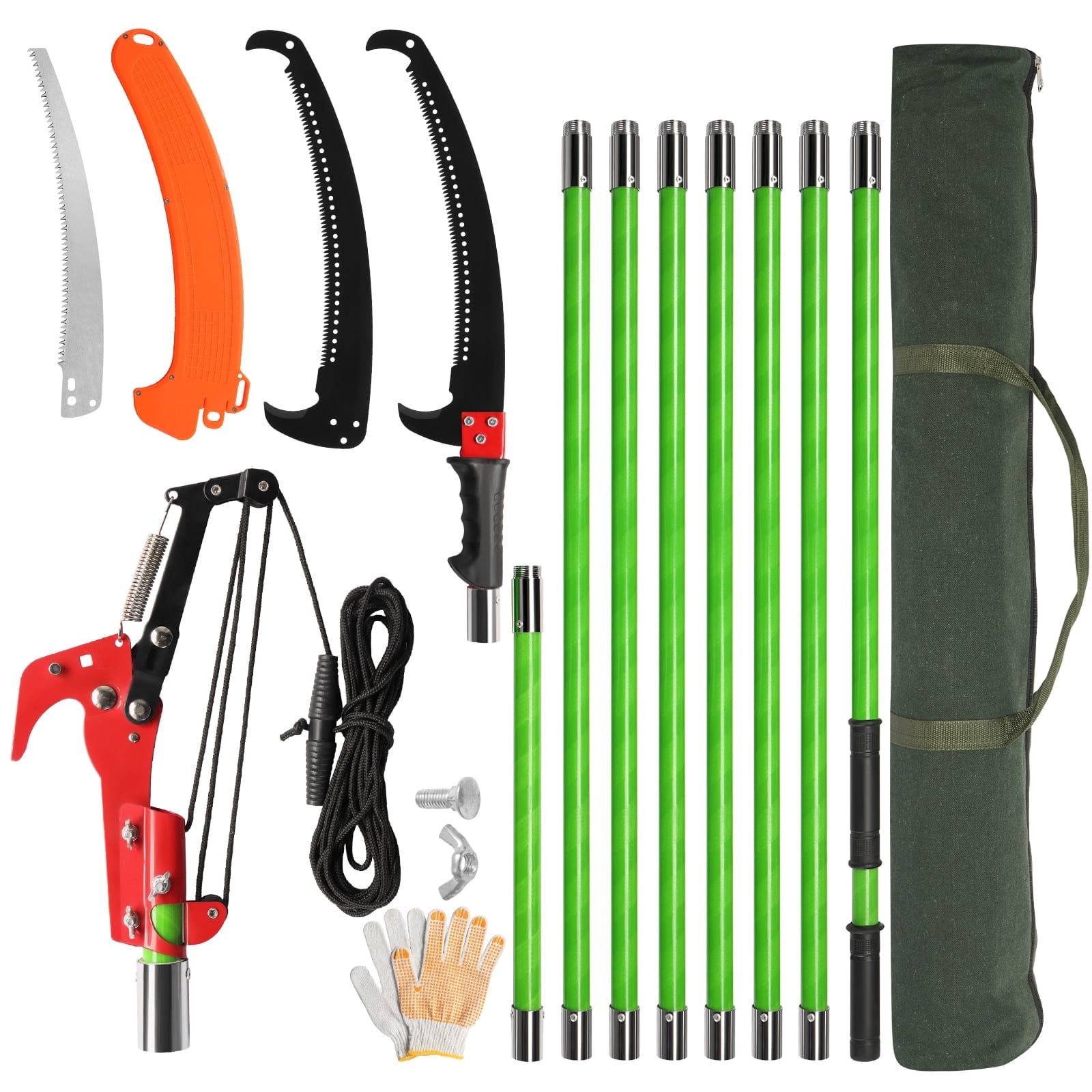 Zimtown Extendable Pole Saw for Tree Trimming (2-in-1 Manual Pruner, Green, 26 ft) 6vtw0