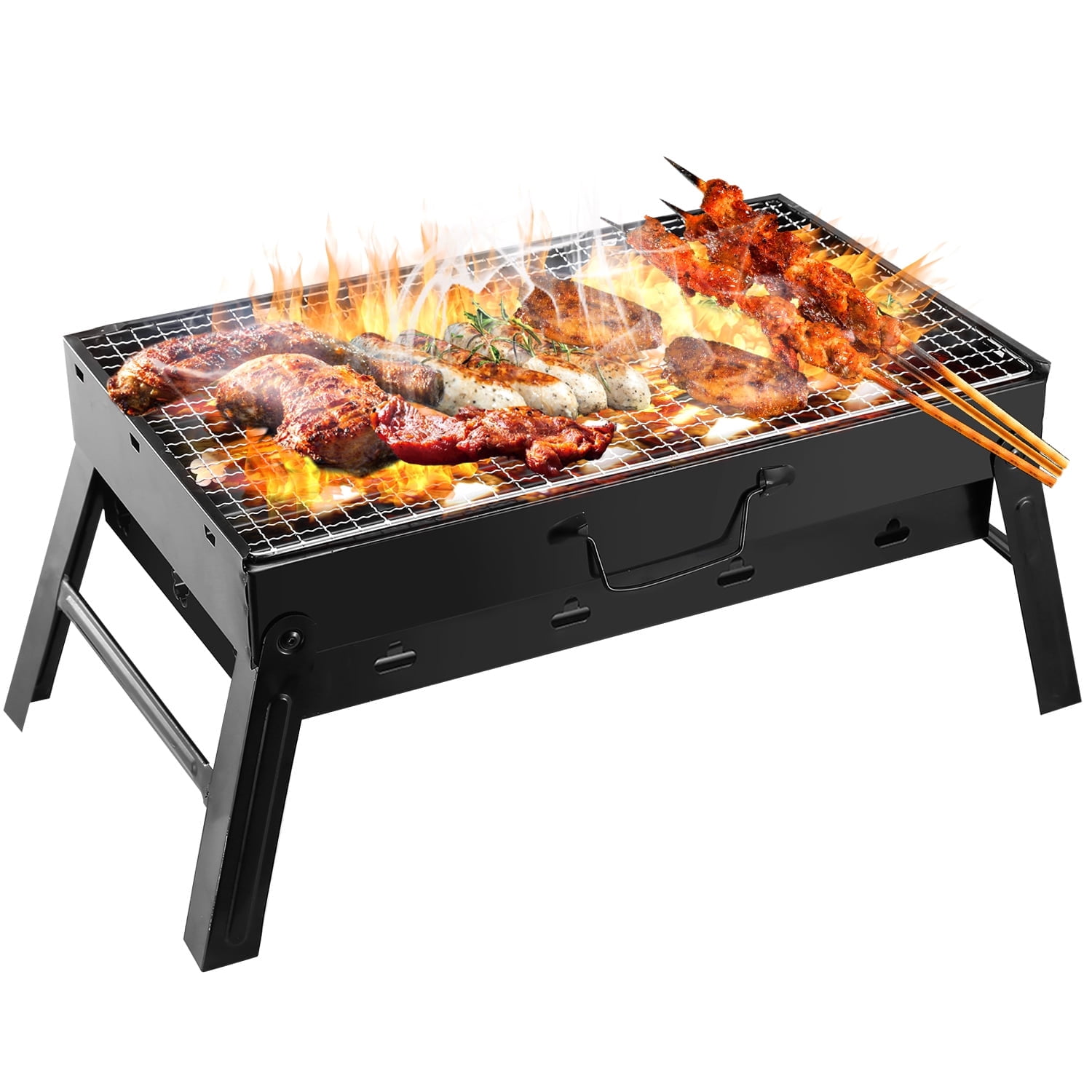 TeqHome Portable Charcoal Grill and Smoker (Black, 18 in) vwfe1
