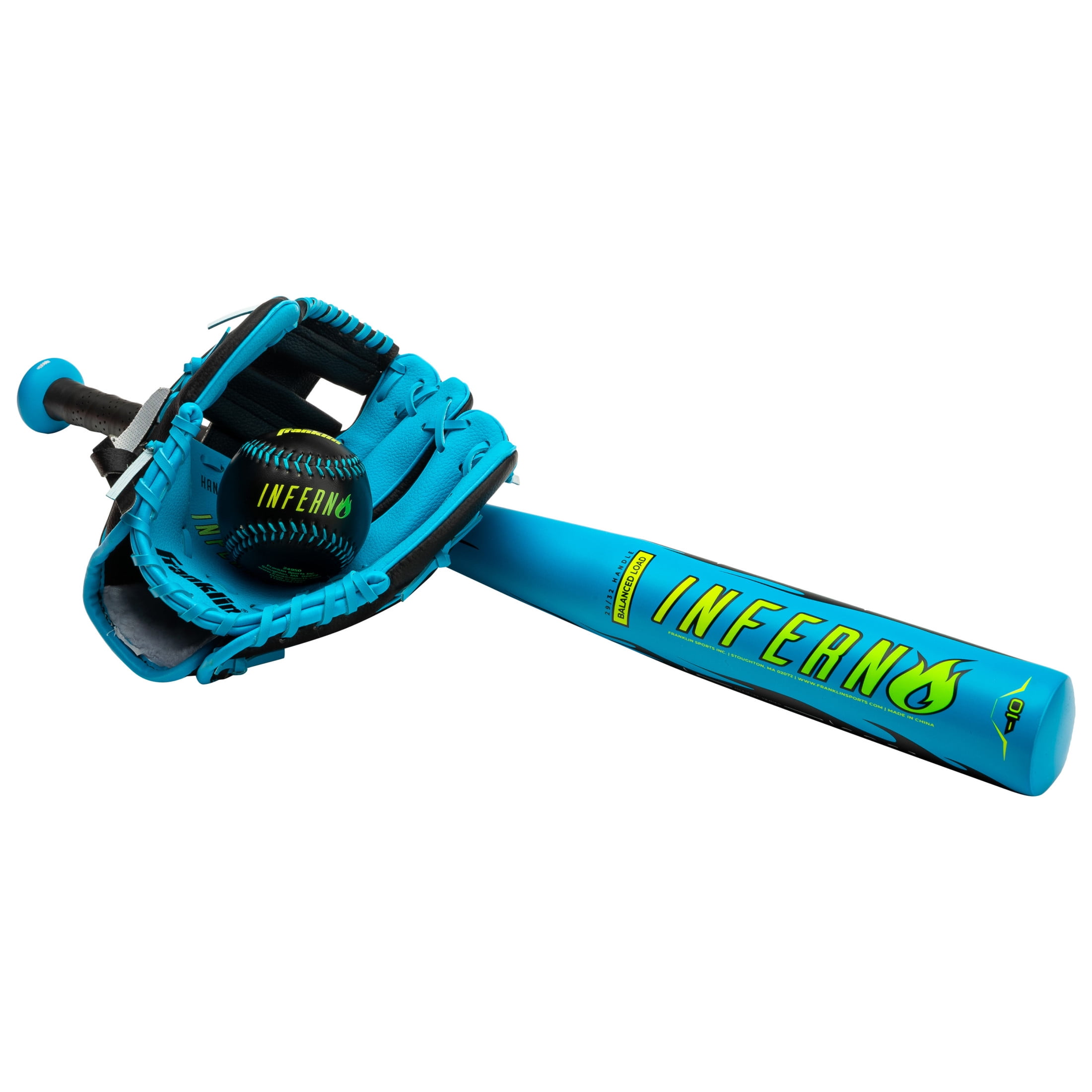 Franklin Sports Blue Inferno Teeball Set with Bat, Ball and Glove (Blue, 25 in) l2ze9