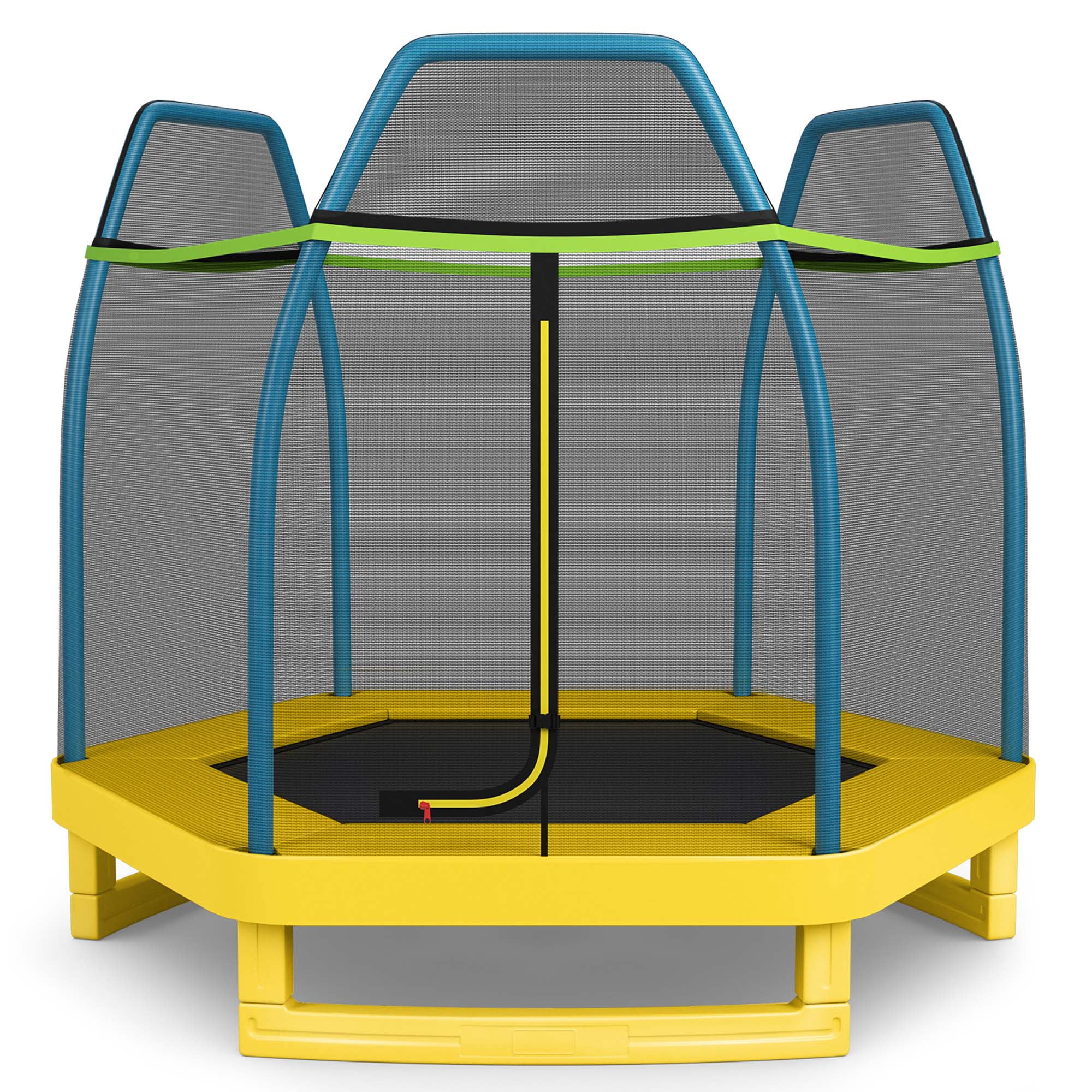 Costway 7 FT Kids Trampoline with Safety Enclosure Net and Padded Frame (Green, 7 ft) suyq4