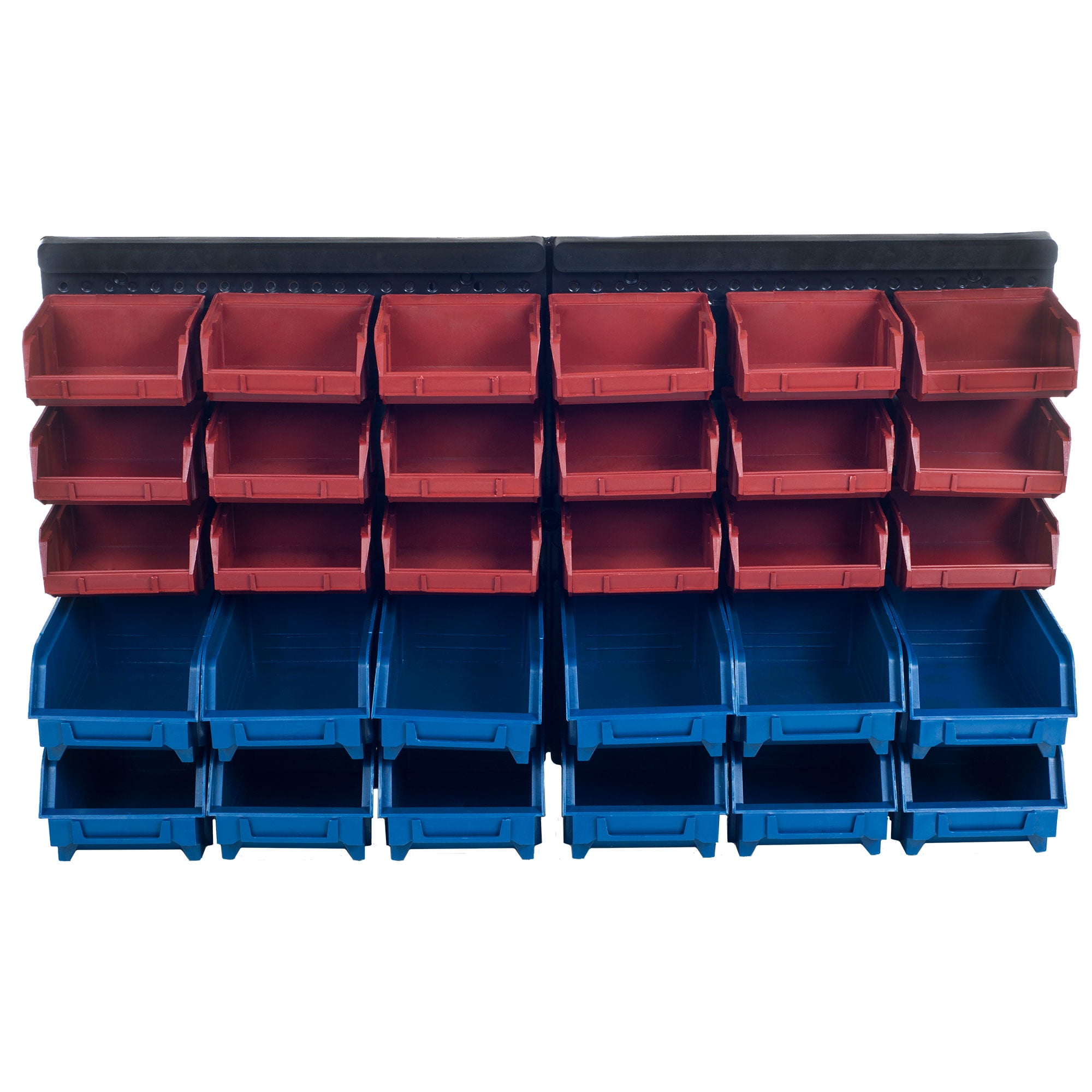 Stalwart 30-Compartment Wall Mount Organizer Bins (Blue, 25.25 in x 14.875 in x 7.125 in) 47ixm