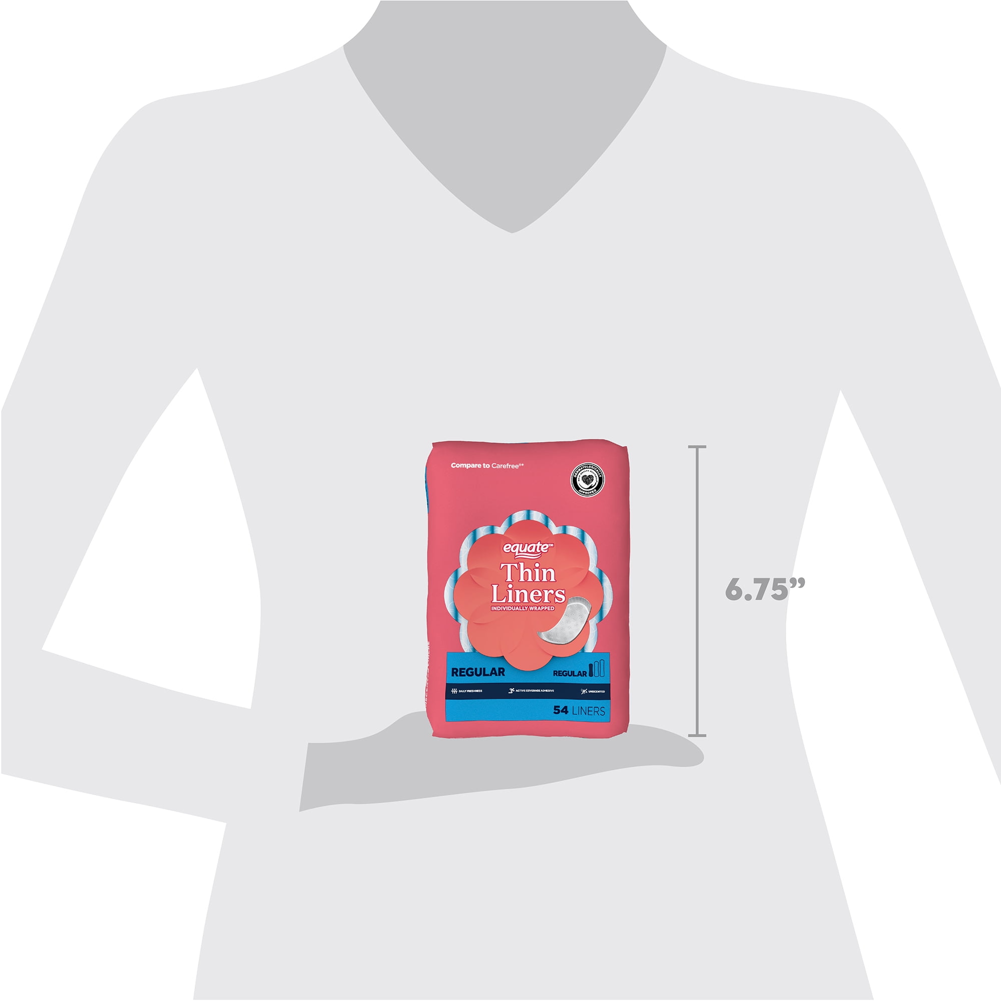 Equate Thin Panty Liners, Unscented Daily Feminine Hygiene Protection (Regular, 216 Count) jtgg2