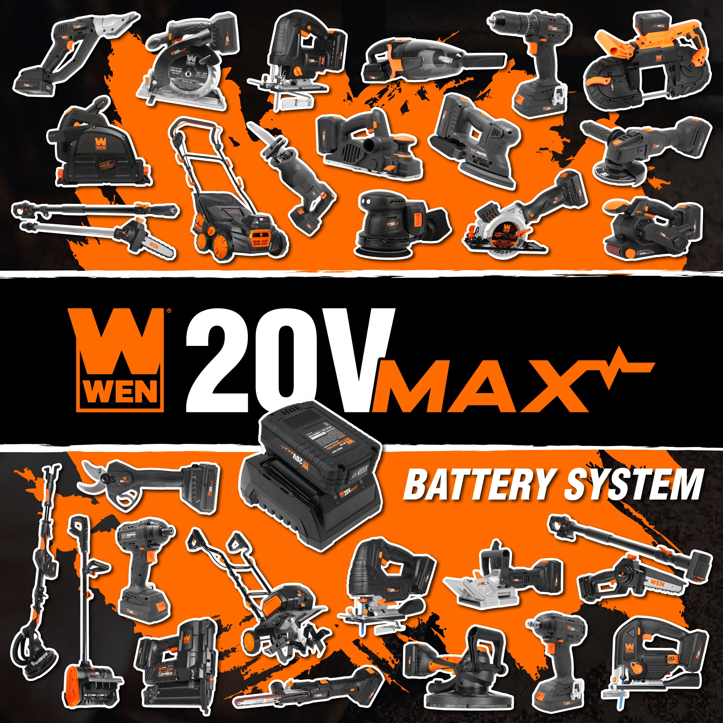 WEN 20V Max Cordless 2-in-1 Chainsaw and Pole Saw (6-inch, 12.3 ft Reach, 4Ah Battery and Charger) lmm3f