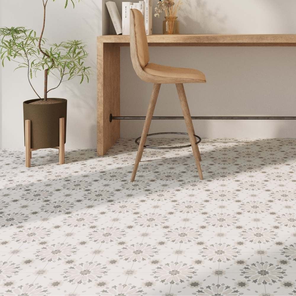The Tile Life Dahlia Porcelain Floor and Wall Tile (Beige, 6 in x 6 in, 25 Pack) 0egbf