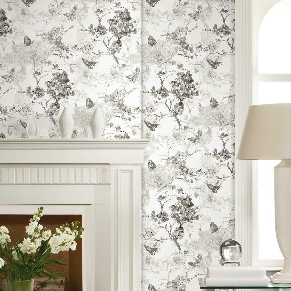 RoomMates Spring Cherry Blossoms Peel and Stick Wallpaper (Blue, 18 in x 18.86 ft) hohn8