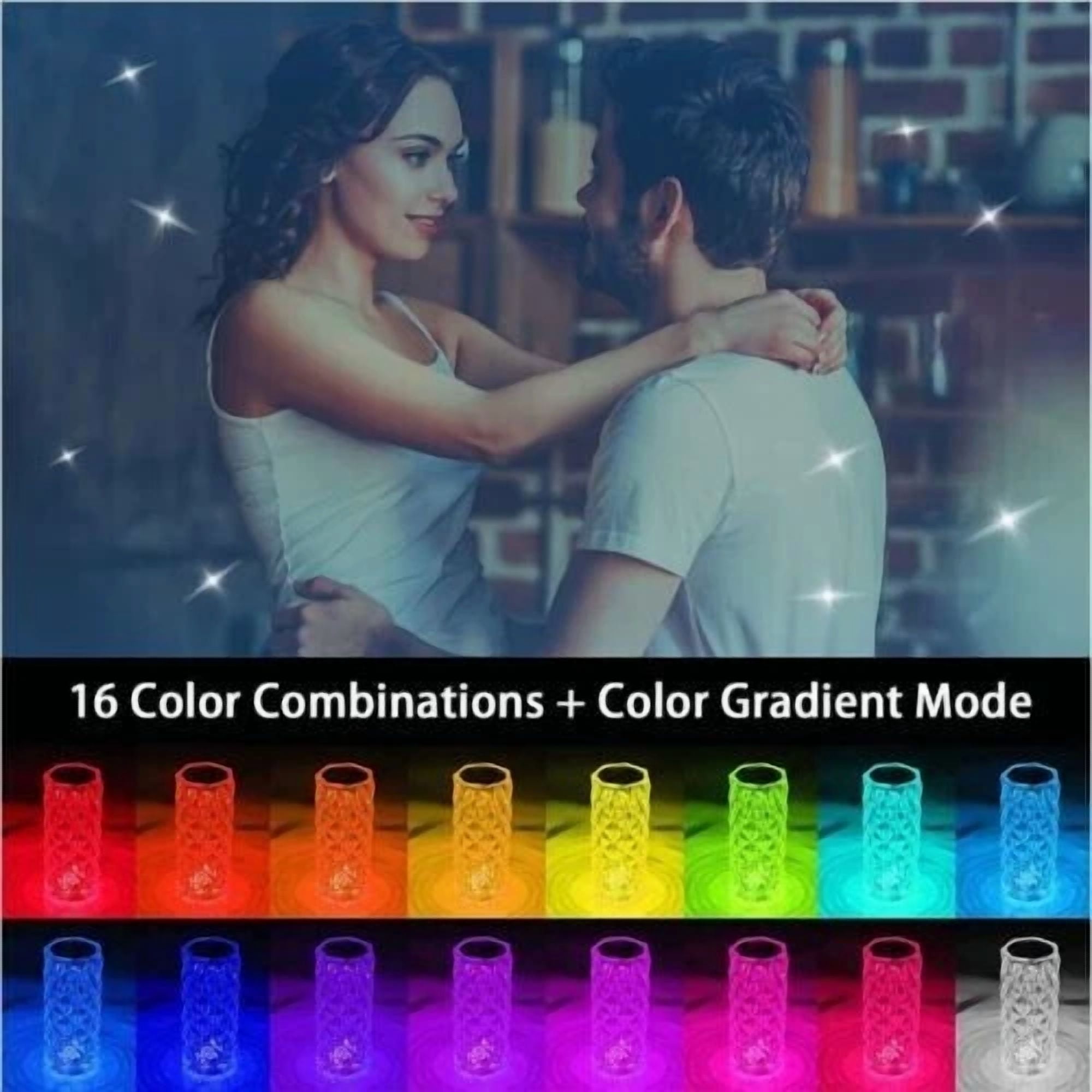 YANI LED Crystal Diamond Rose Table Lamp, RGB Color Changing Touch Control Atmosphere Light (1 Piece) pxmfn