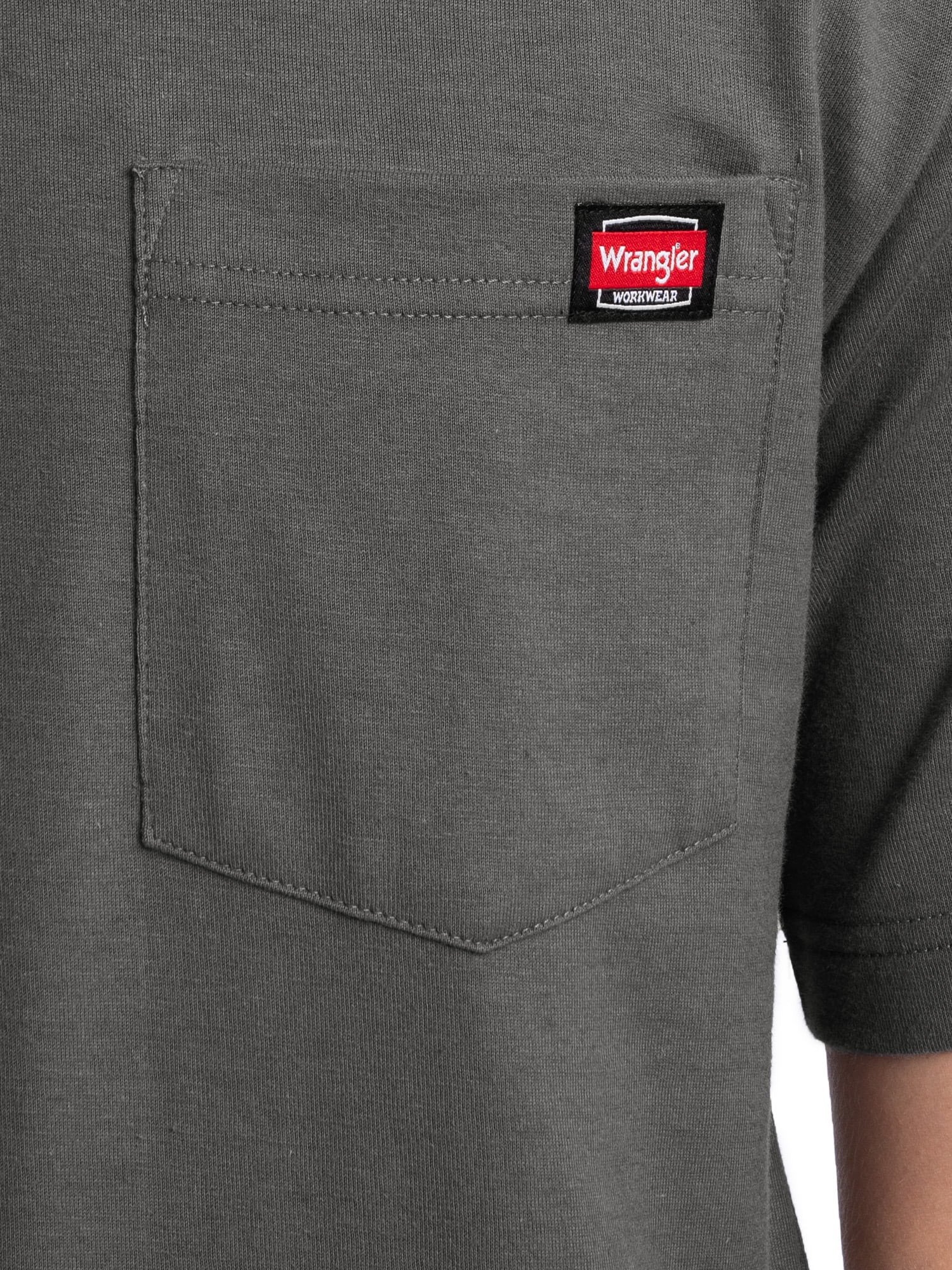 Wrangler Workwear Men's Short Sleeve Pocket T-Shirt (Grey, S) 3-Pack scu55